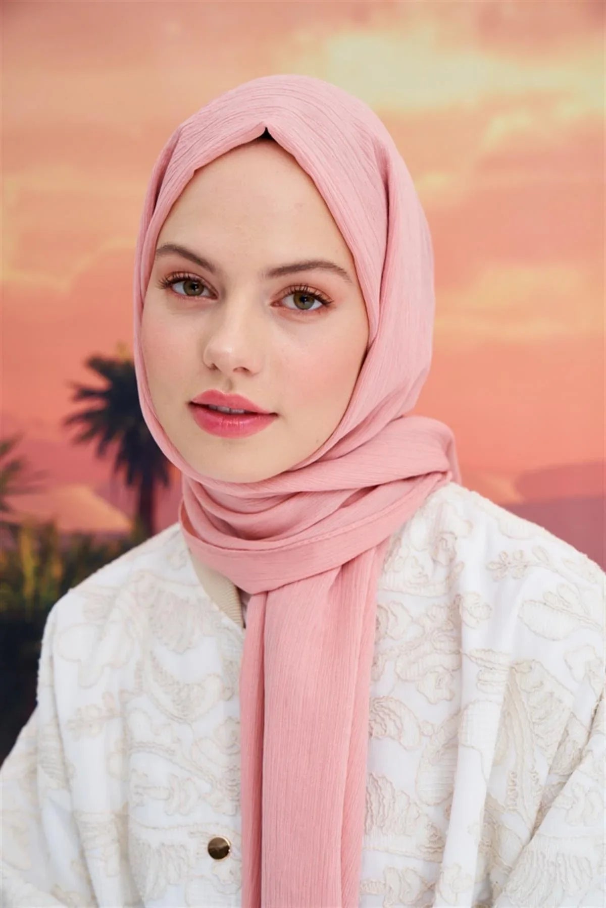 Lien Natural Weave Scarf Powder Pink