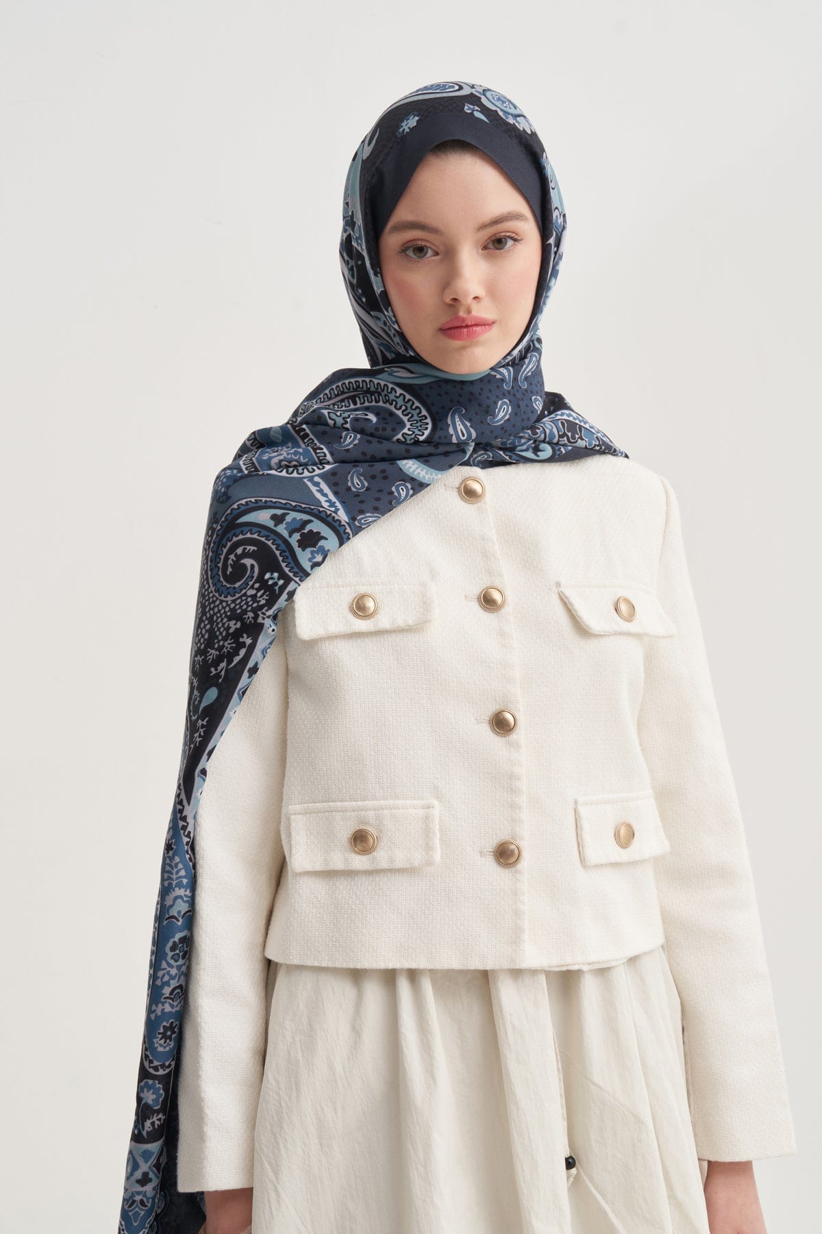 Liora Nilla Cotton Scarf Deep Blue