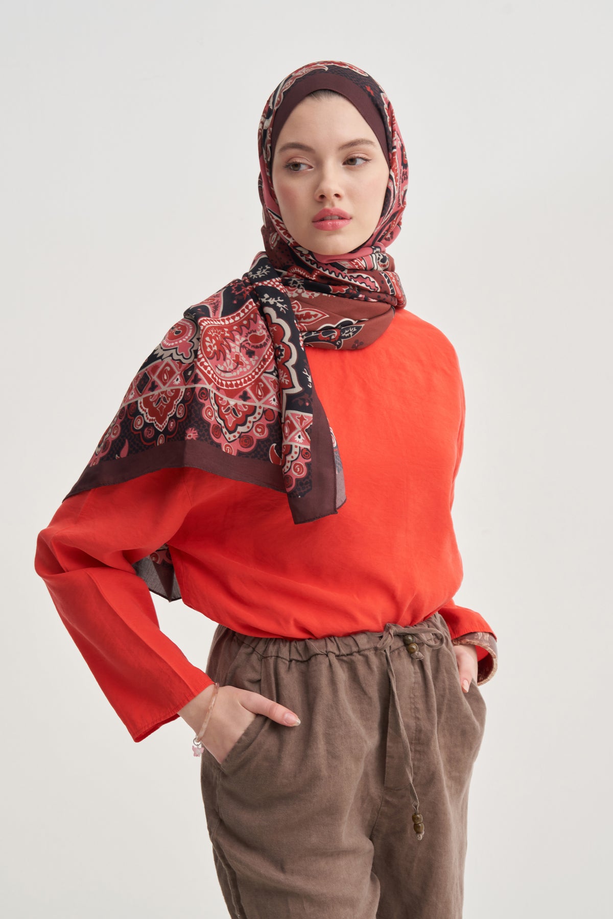 Liora Nilla Cotton Scarf Reddish