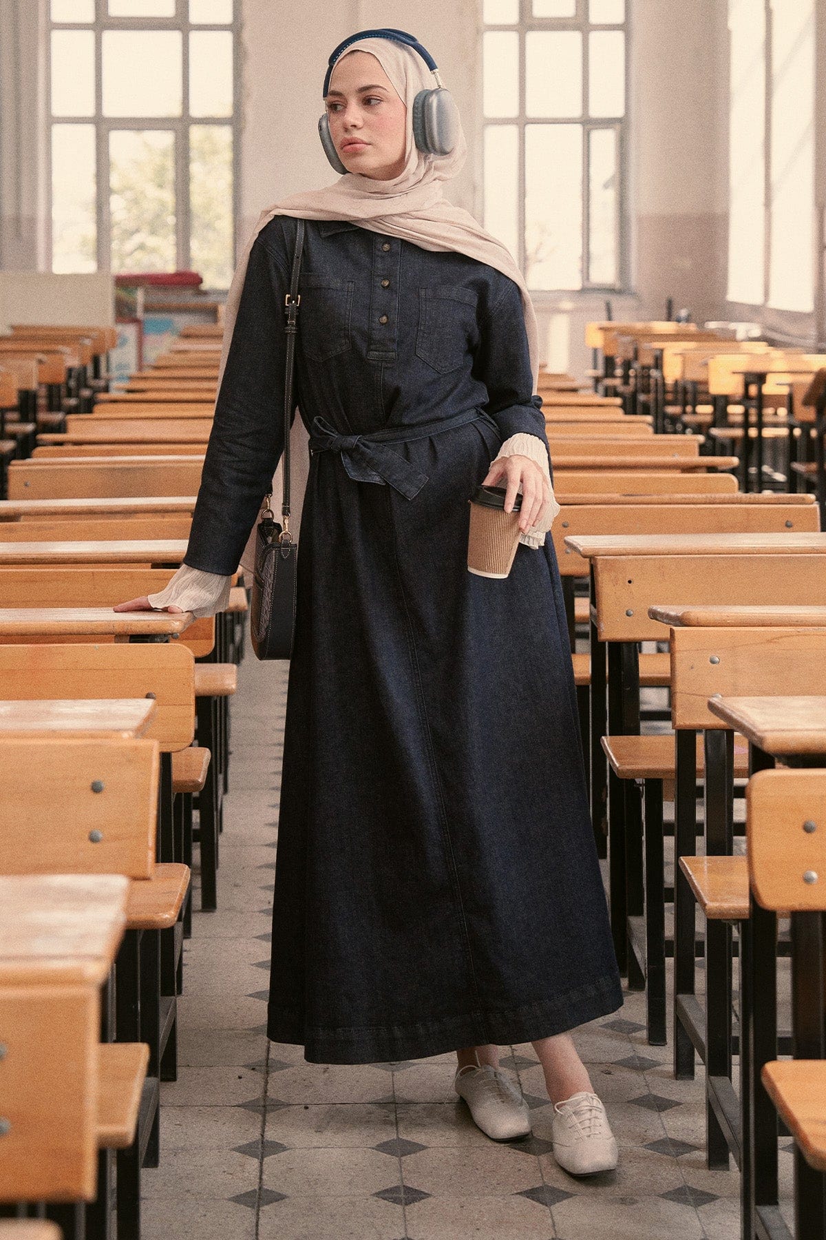 Liz Long Denim Dress Dark Blue