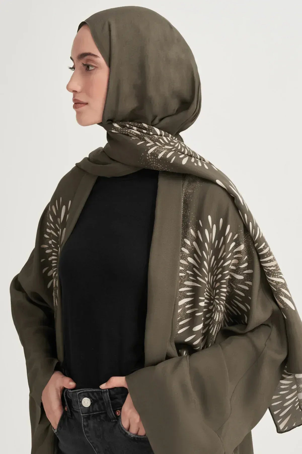 lumira-monogram-viscose-scarf-army-green-4526 - Carell Hijab