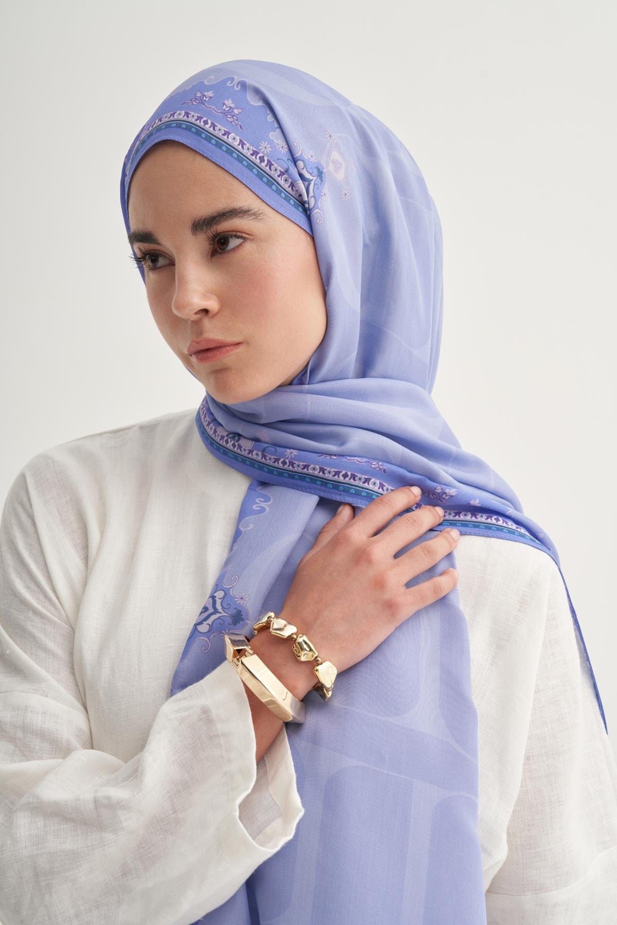 Luxe Floral Monogram Viscose Scarf Lilac