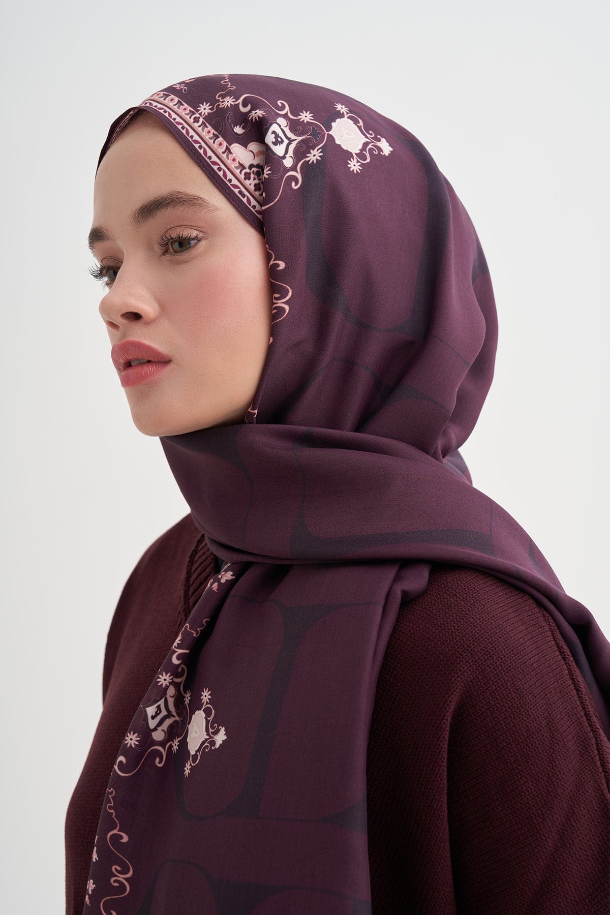 Luxe Monogram Viscose Scarf Damson