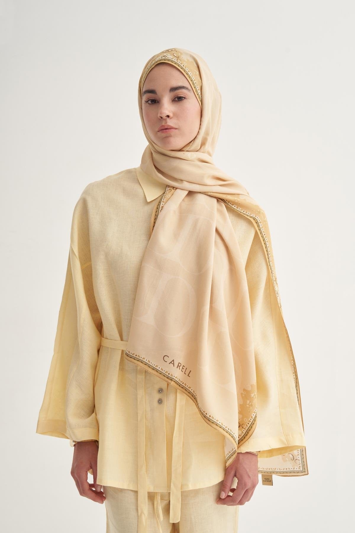 Luxe Monogram Viscose Scarf Gold