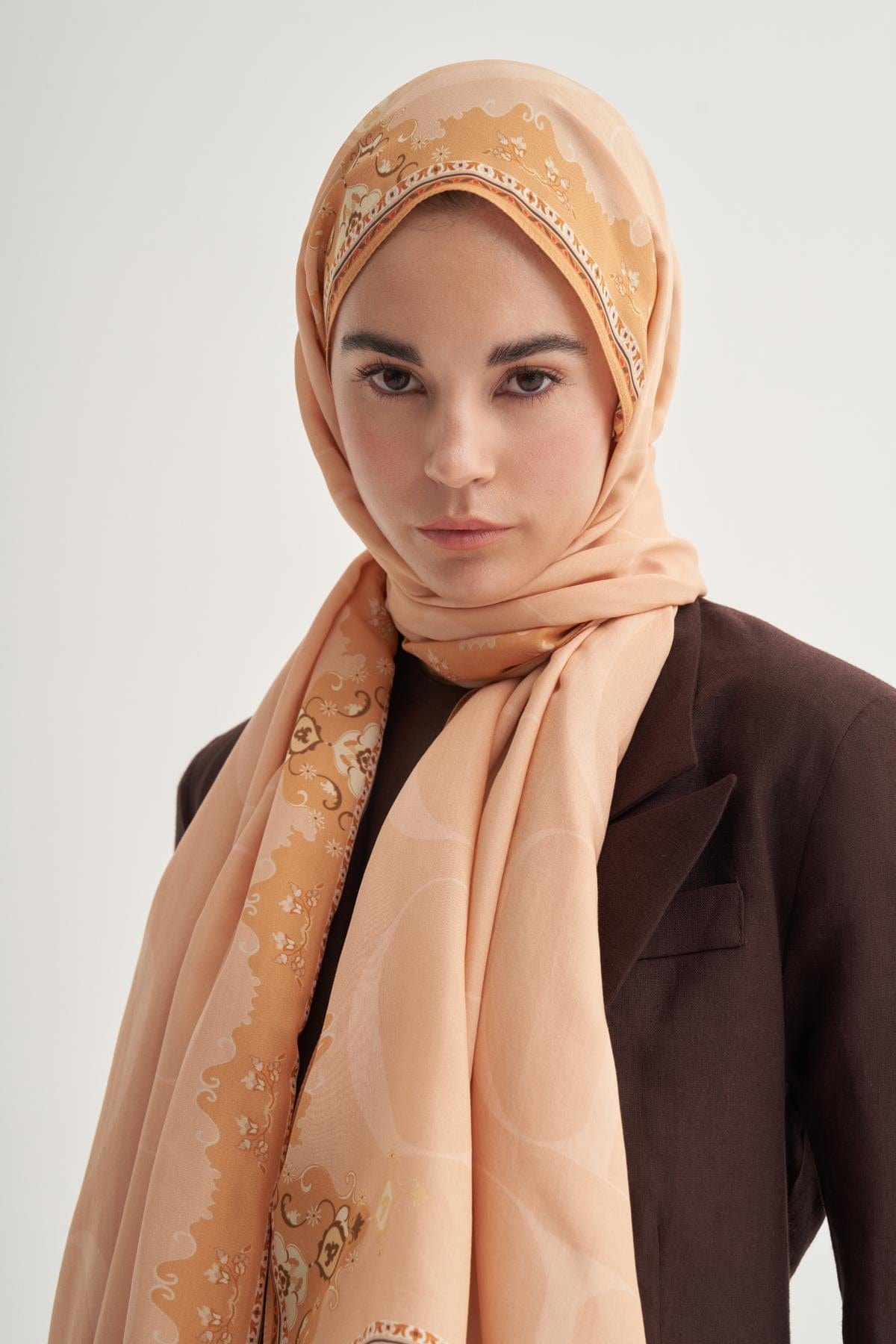 Luxe Monogram Viscose Scarf Salmon