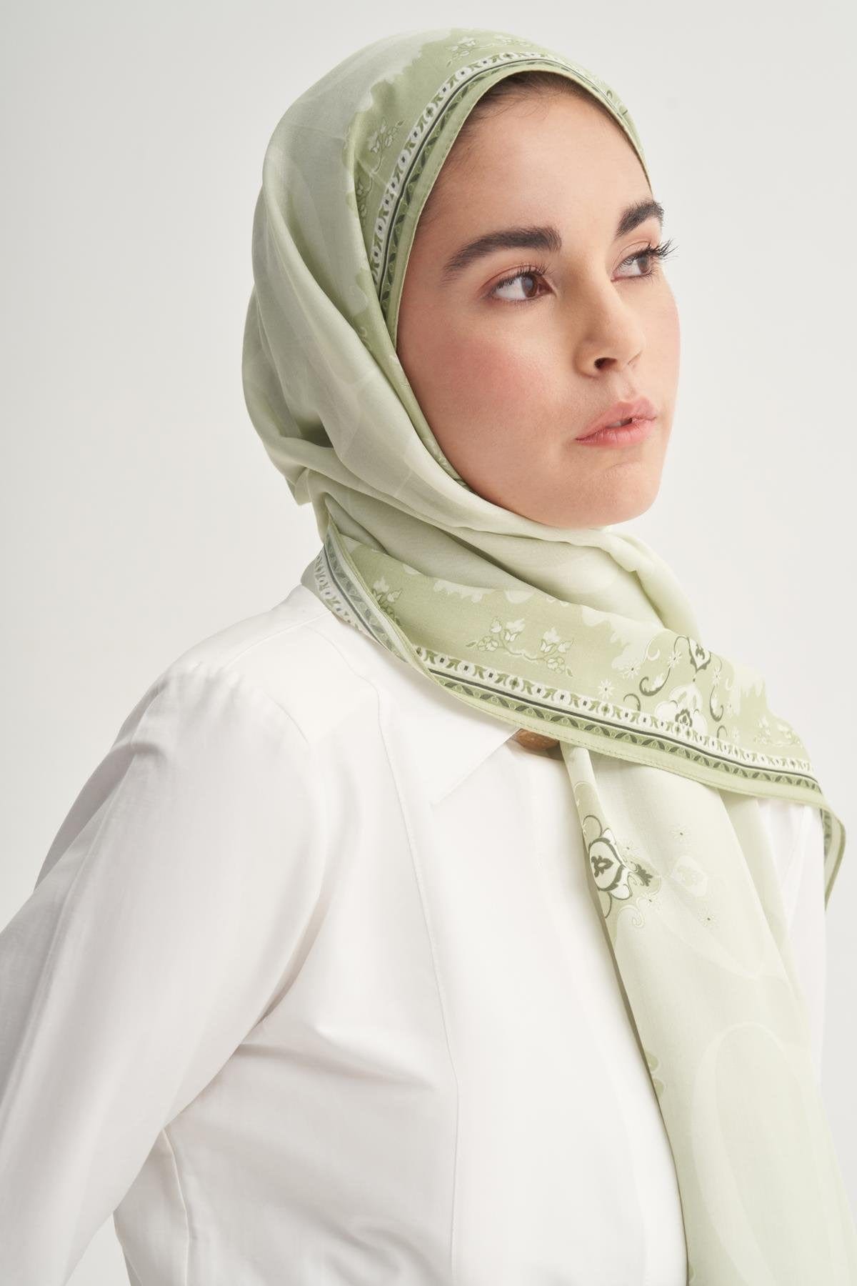 Luxe Monogram Viscose Scarf Soft Green