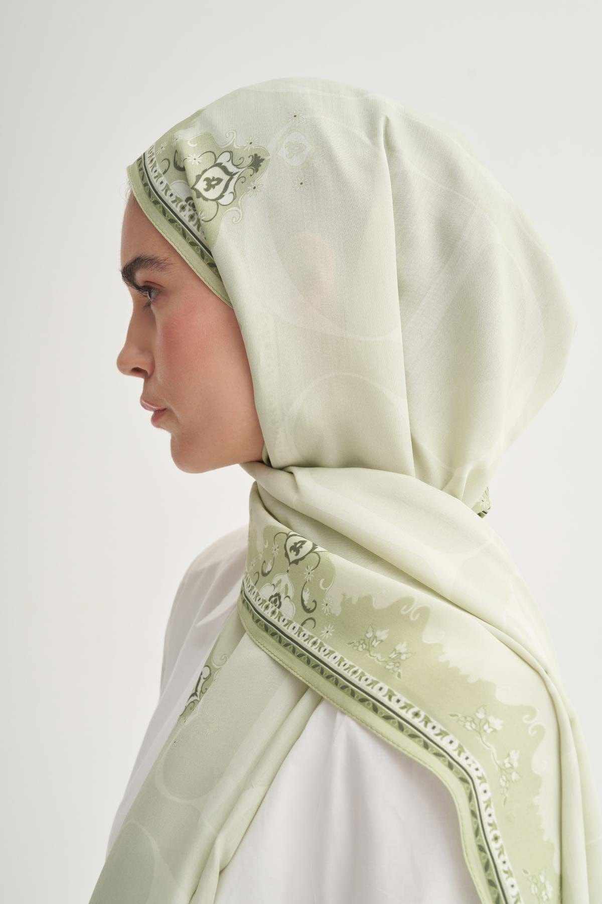 Luxe Monogram Viscose Scarf Soft Green