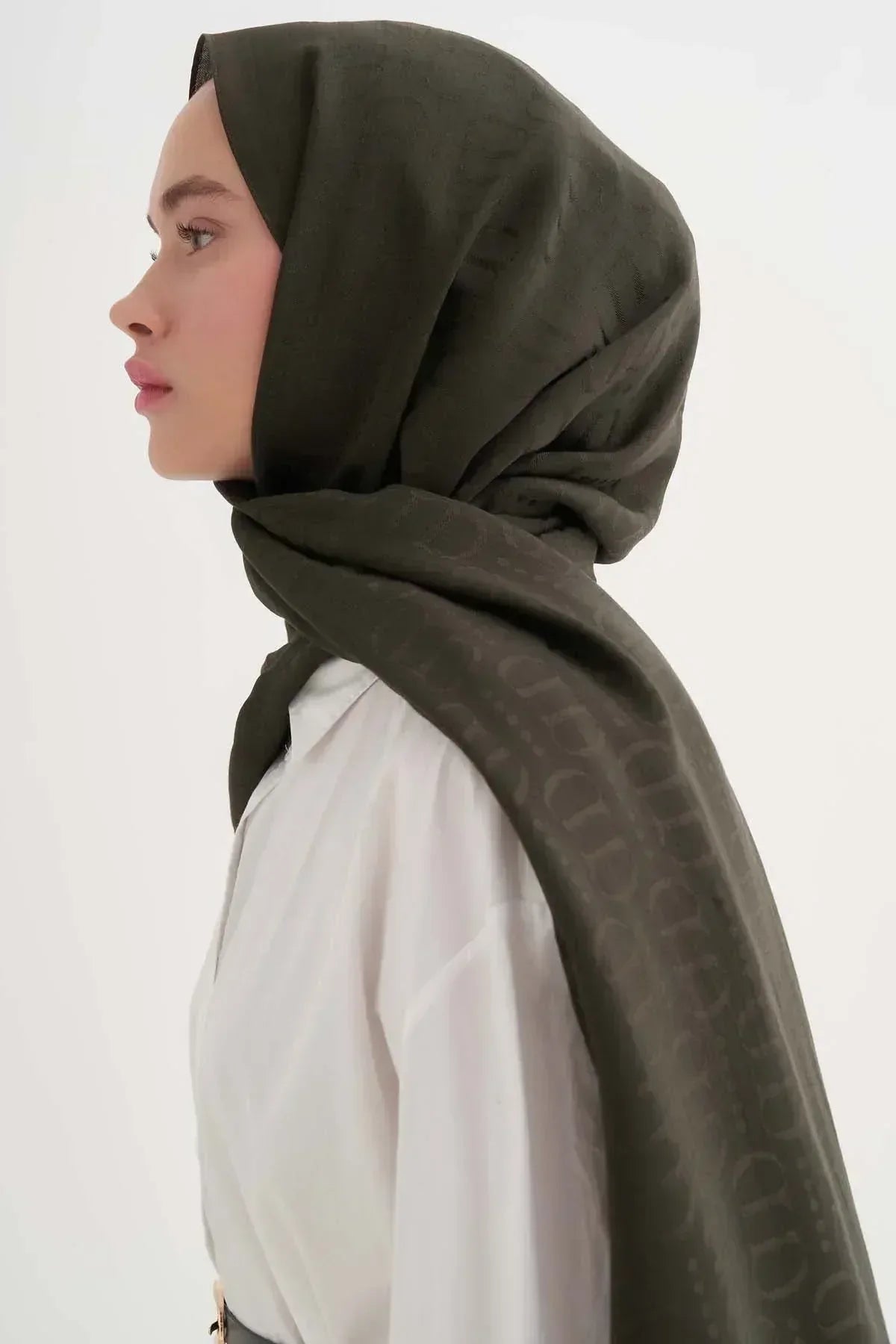 Luxe Pattern Liora Cotton Scarf Army Green - Carell Hijab