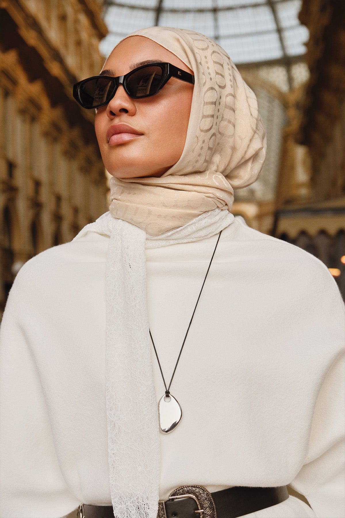 Luxe Pattern Liora Cotton Scarf Beige