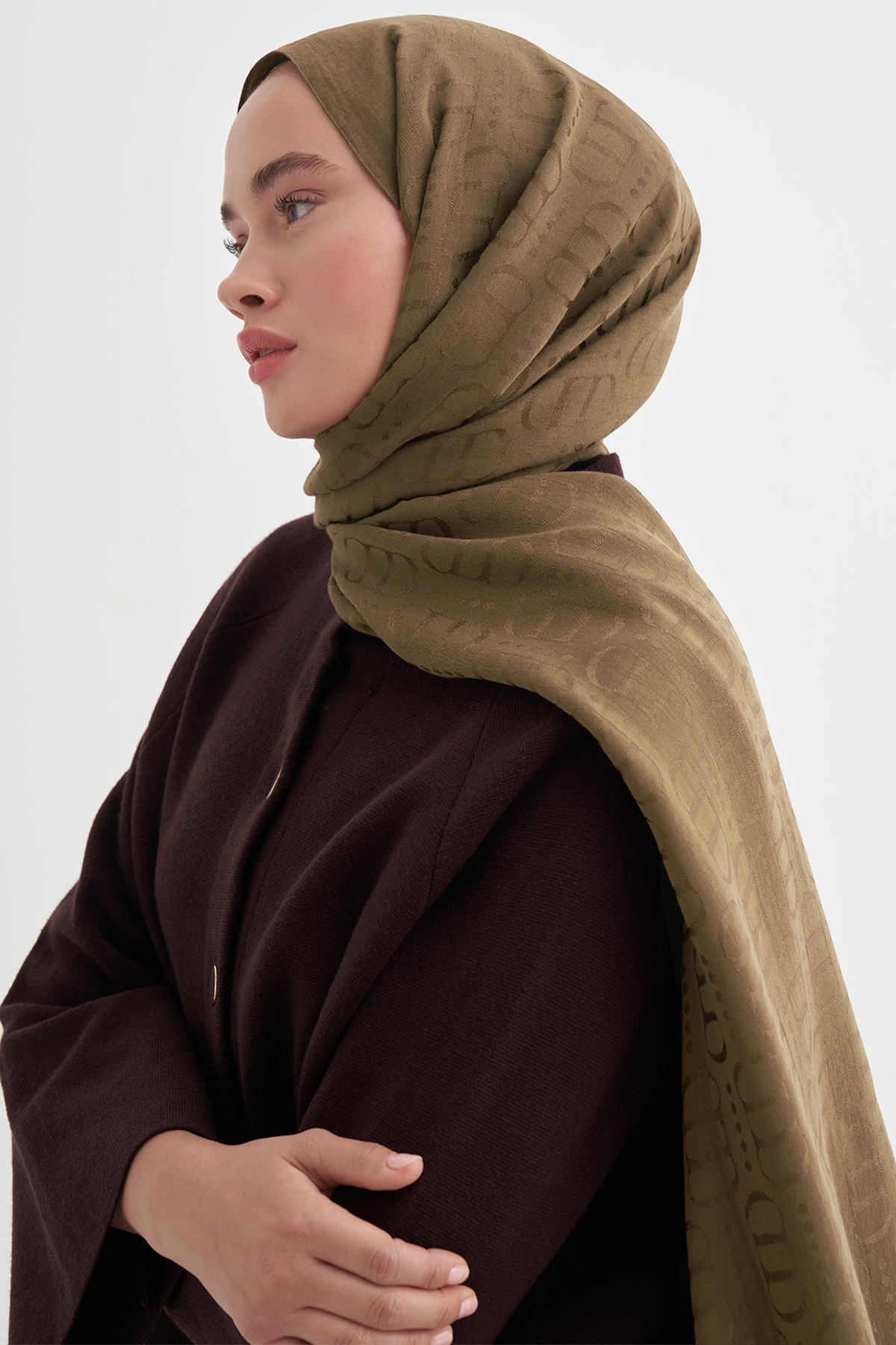 Luxe Pattern Liora Cotton Scarf Walnut
