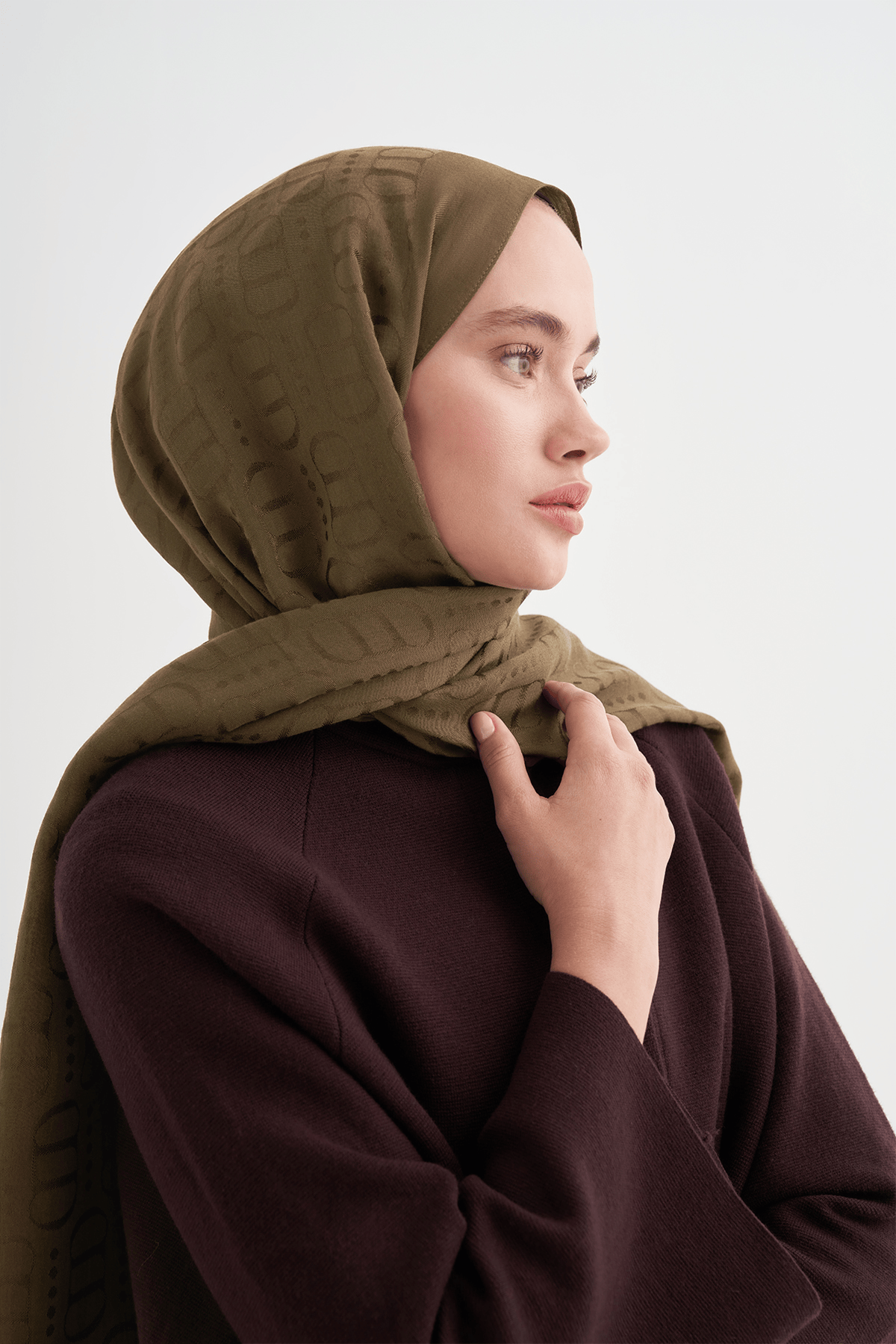 Luxe Pattern Liora Cotton Scarf Walnut