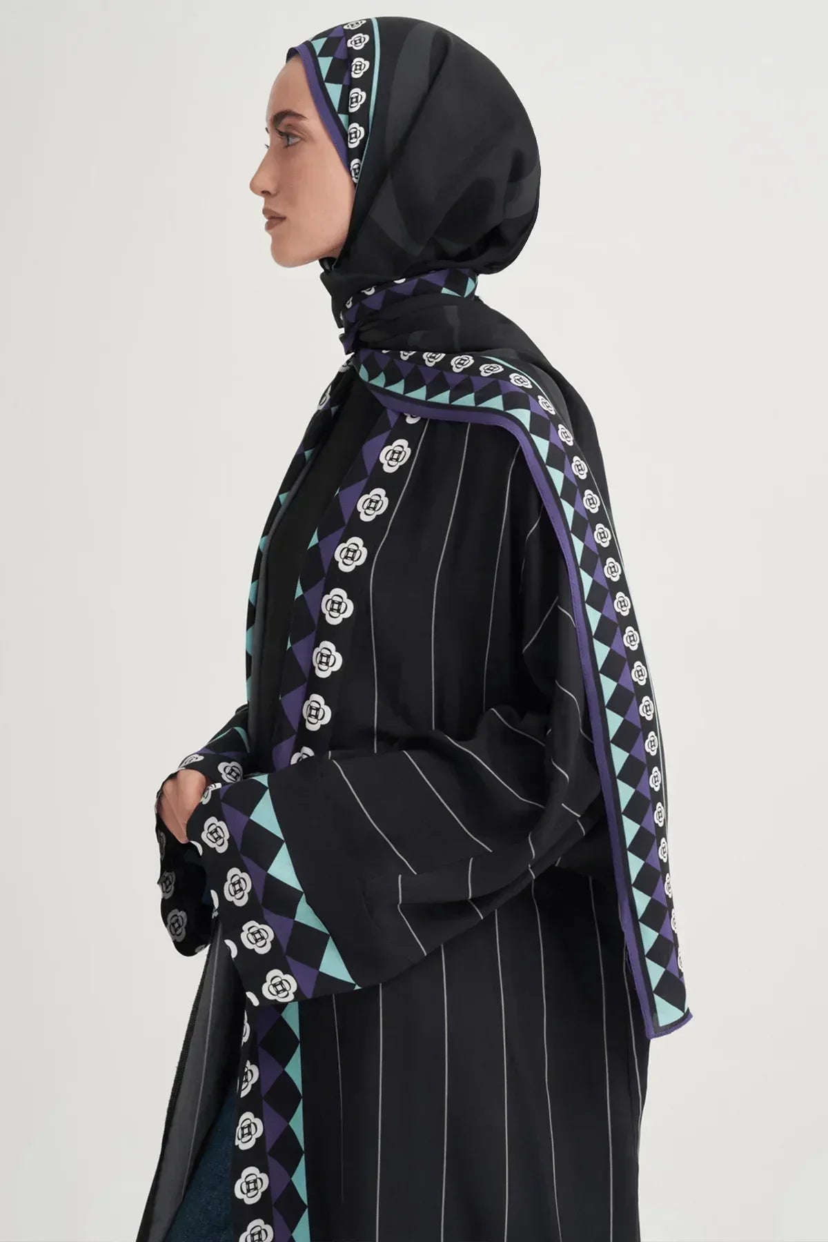 manesa-monogram-viscose-scarf-black-4527 - Carell Hijab