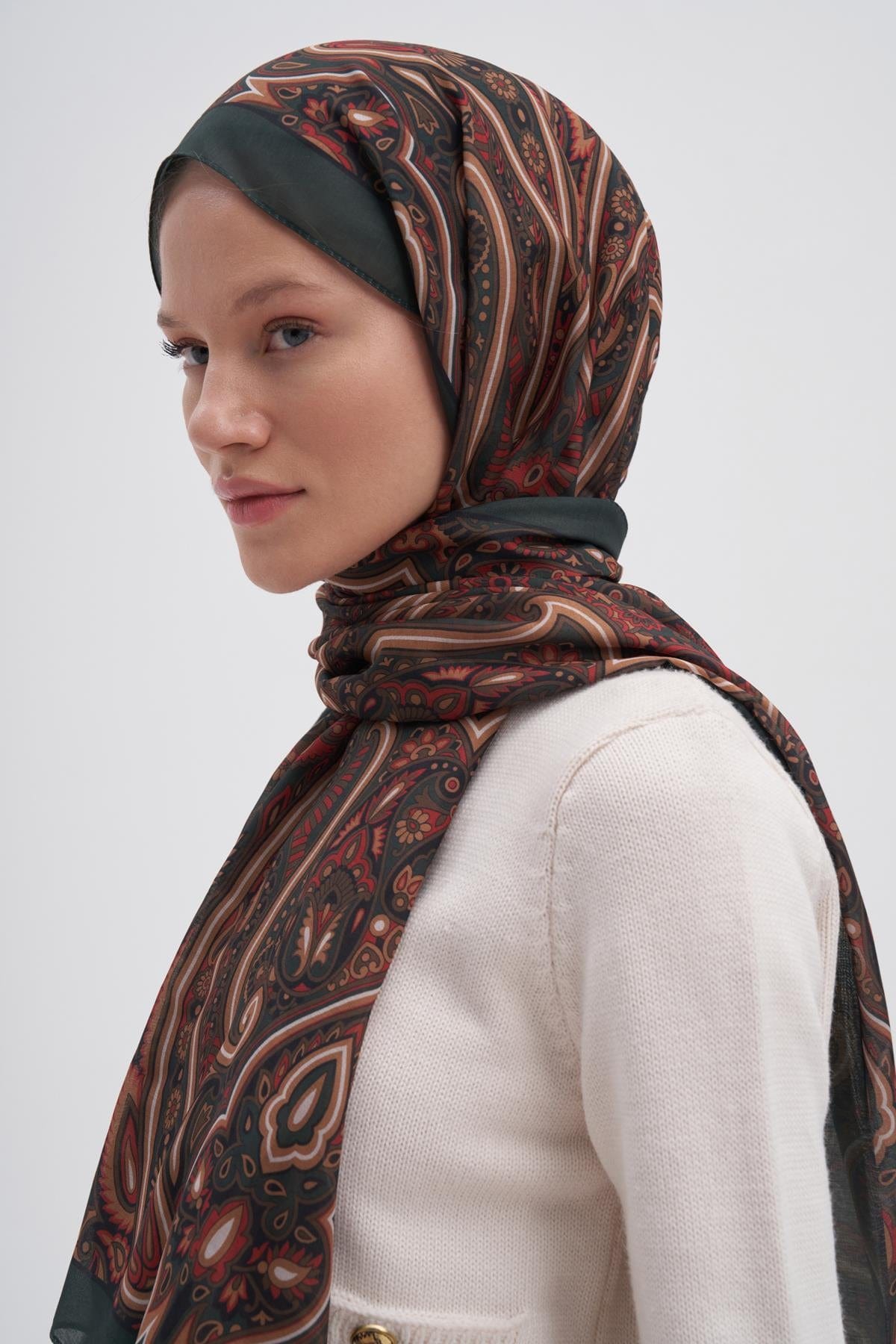 Marbella Nilla Cotton Scarf Army Green