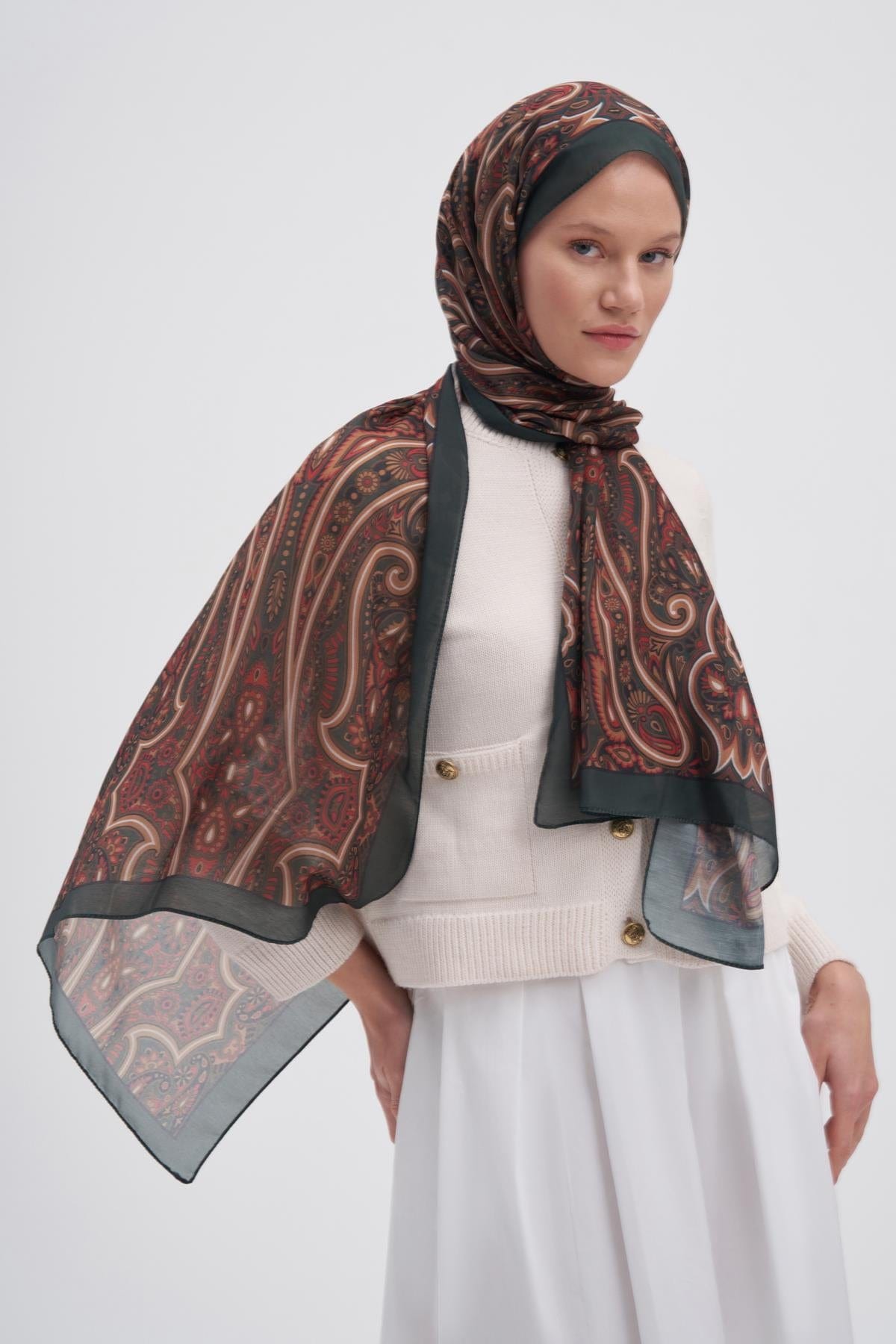 Marbella Nilla Cotton Scarf Army Green