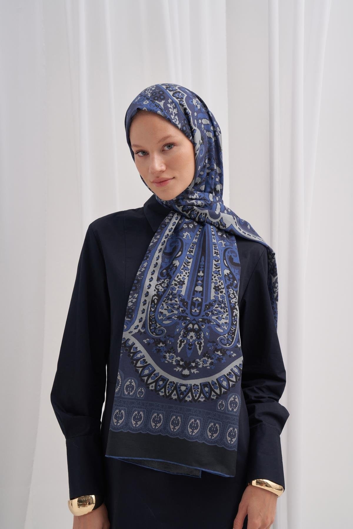 Midnight Comfy Silk Scarf Deep Blue