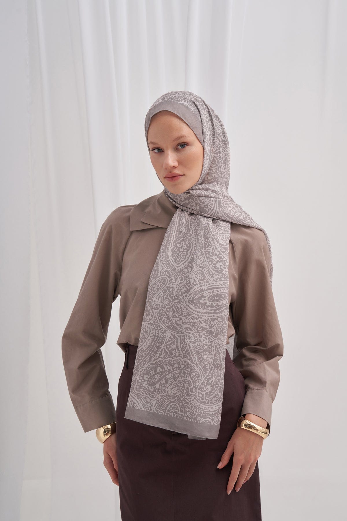 Mist Nilla Cotton Scarf Light Gray