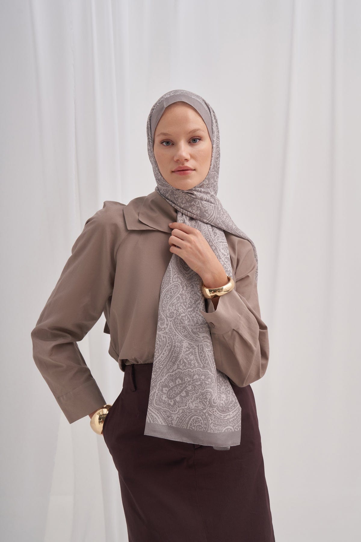 Mist Nilla Cotton Scarf Light Gray