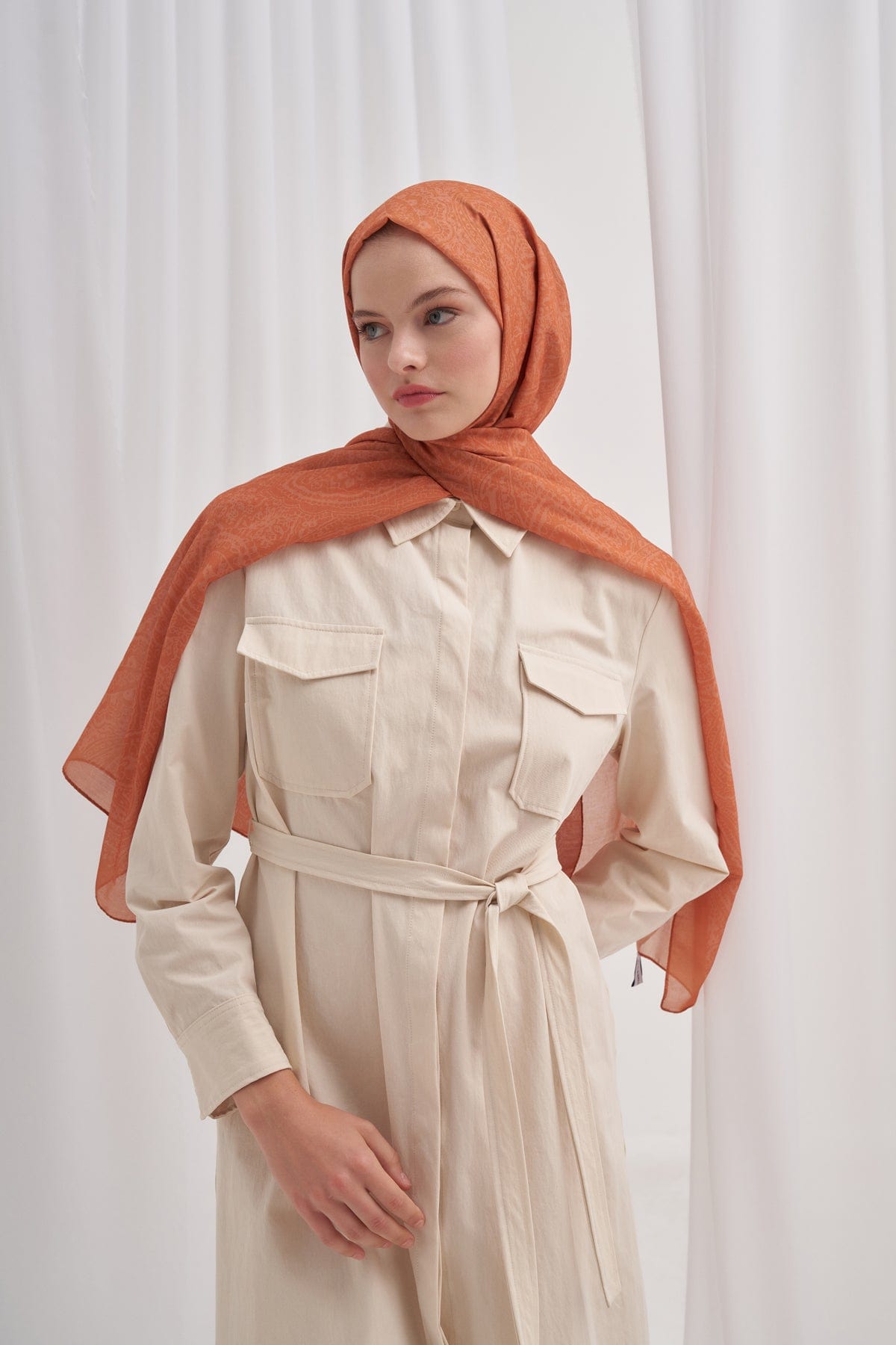 Mist Nilla Cotton Scarf Orange