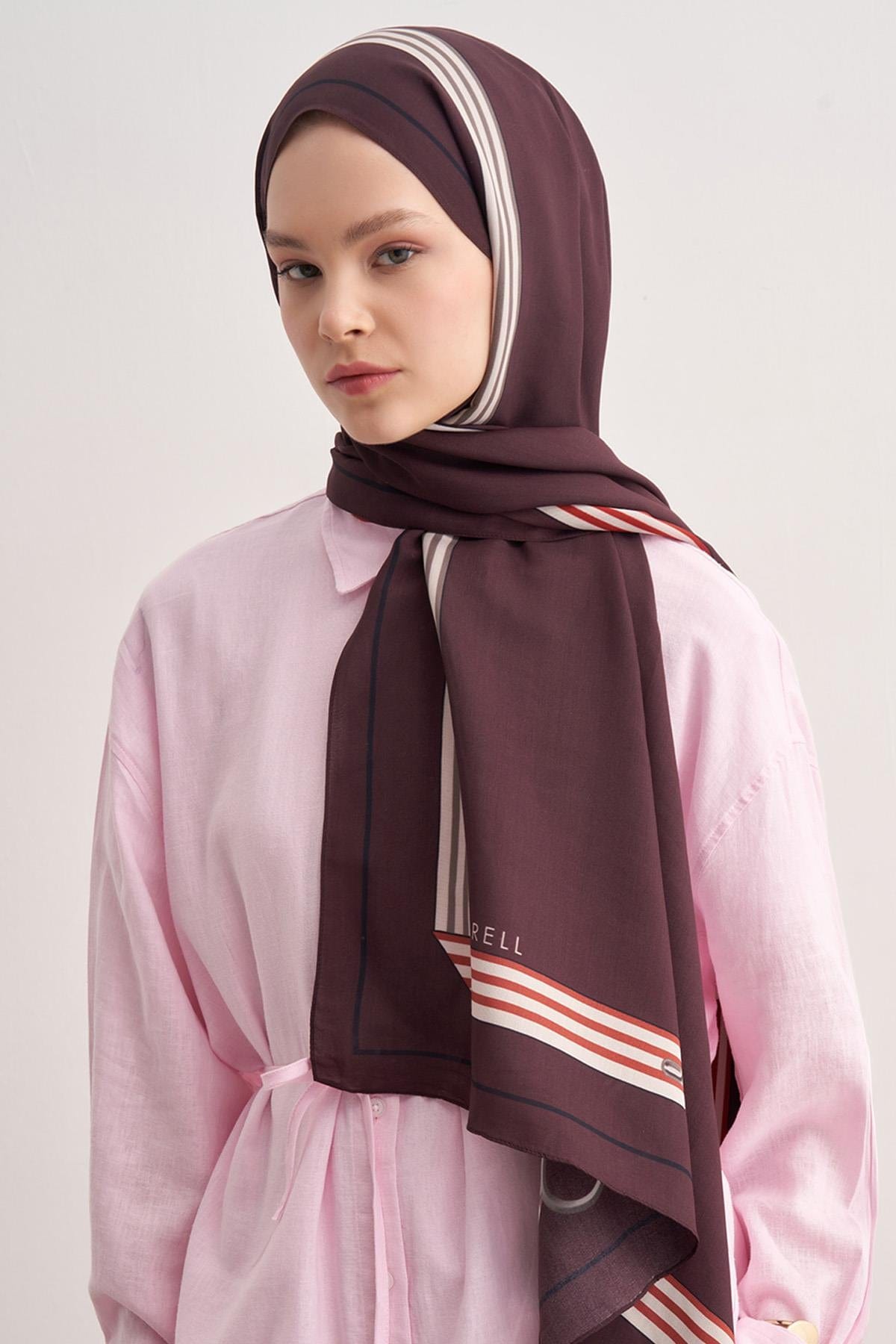 Mono Monogram Viscose Scarf Damson