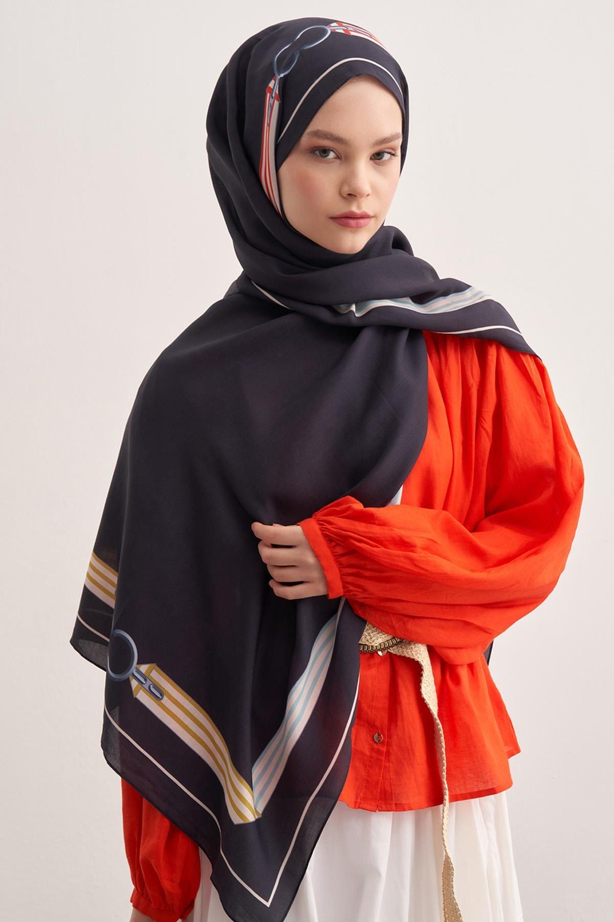 Mono Monogram Viscose Scarf Deep Blue
