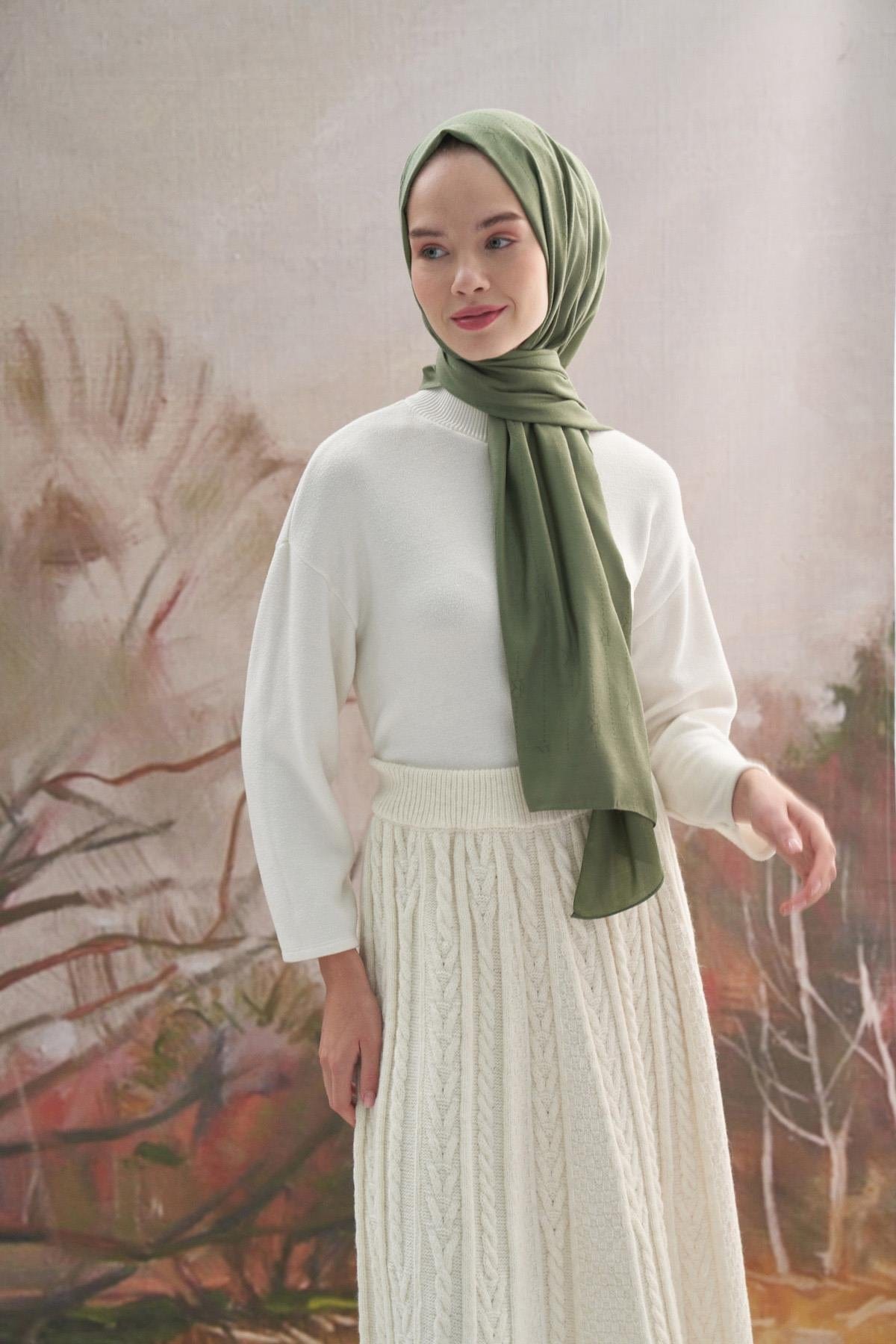Monogram Jacquard Italian Silk Scarf Evergreen
