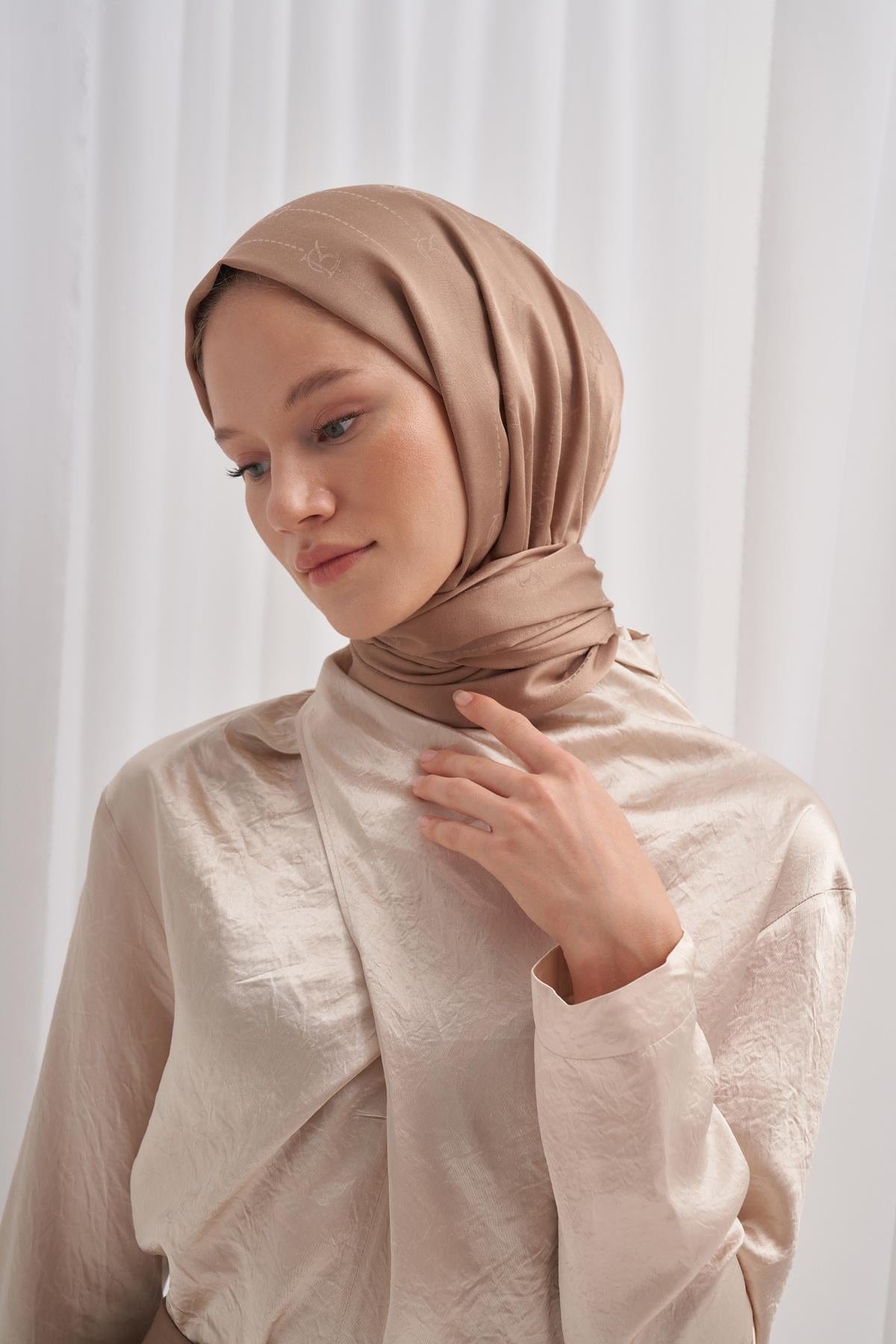 Monogram Jacquard Italian Silk Scarf Mink