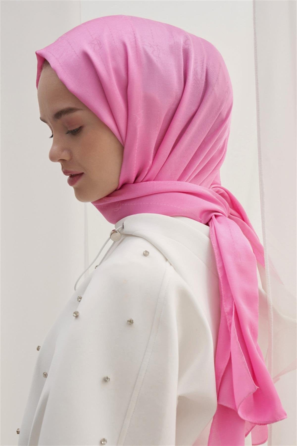 Monogram Jacquard Italian Silk Scarf Pink