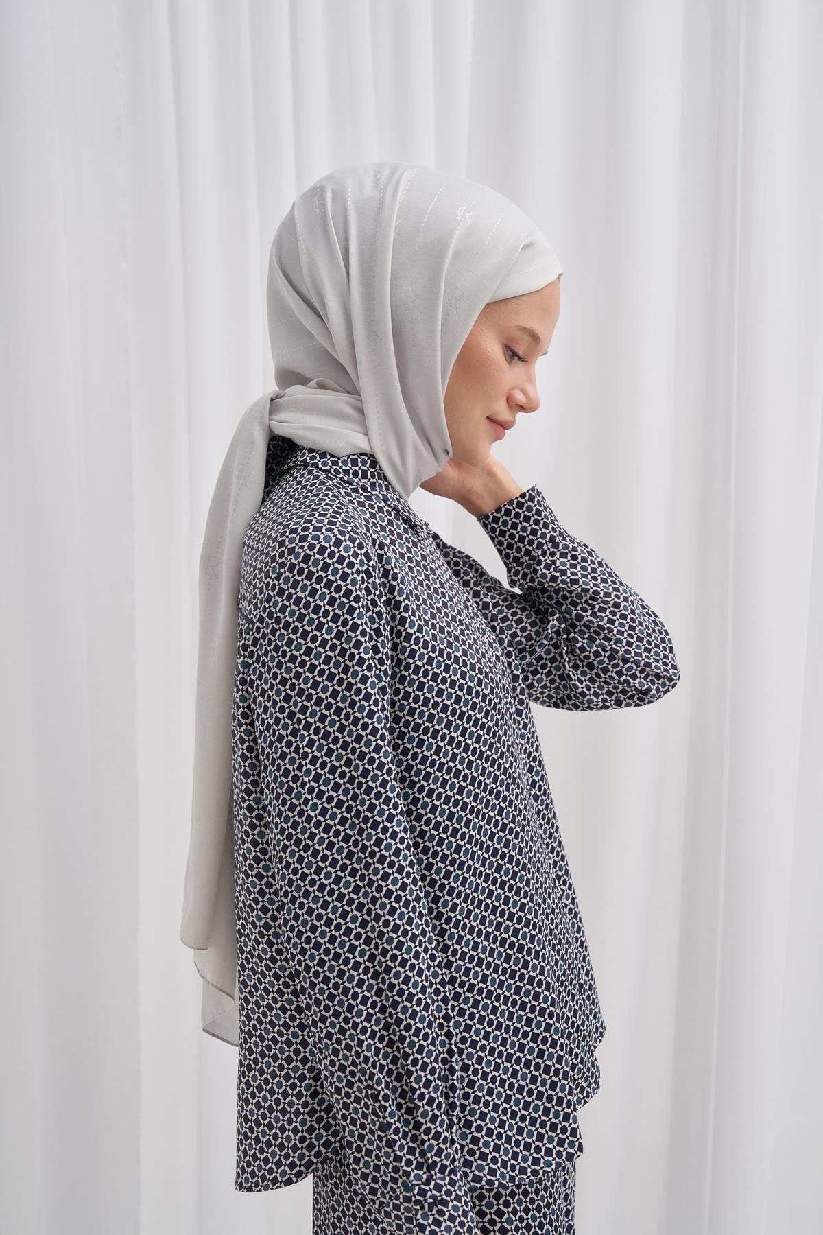 Monogram Jacquard Italian Silk Scarf Silver