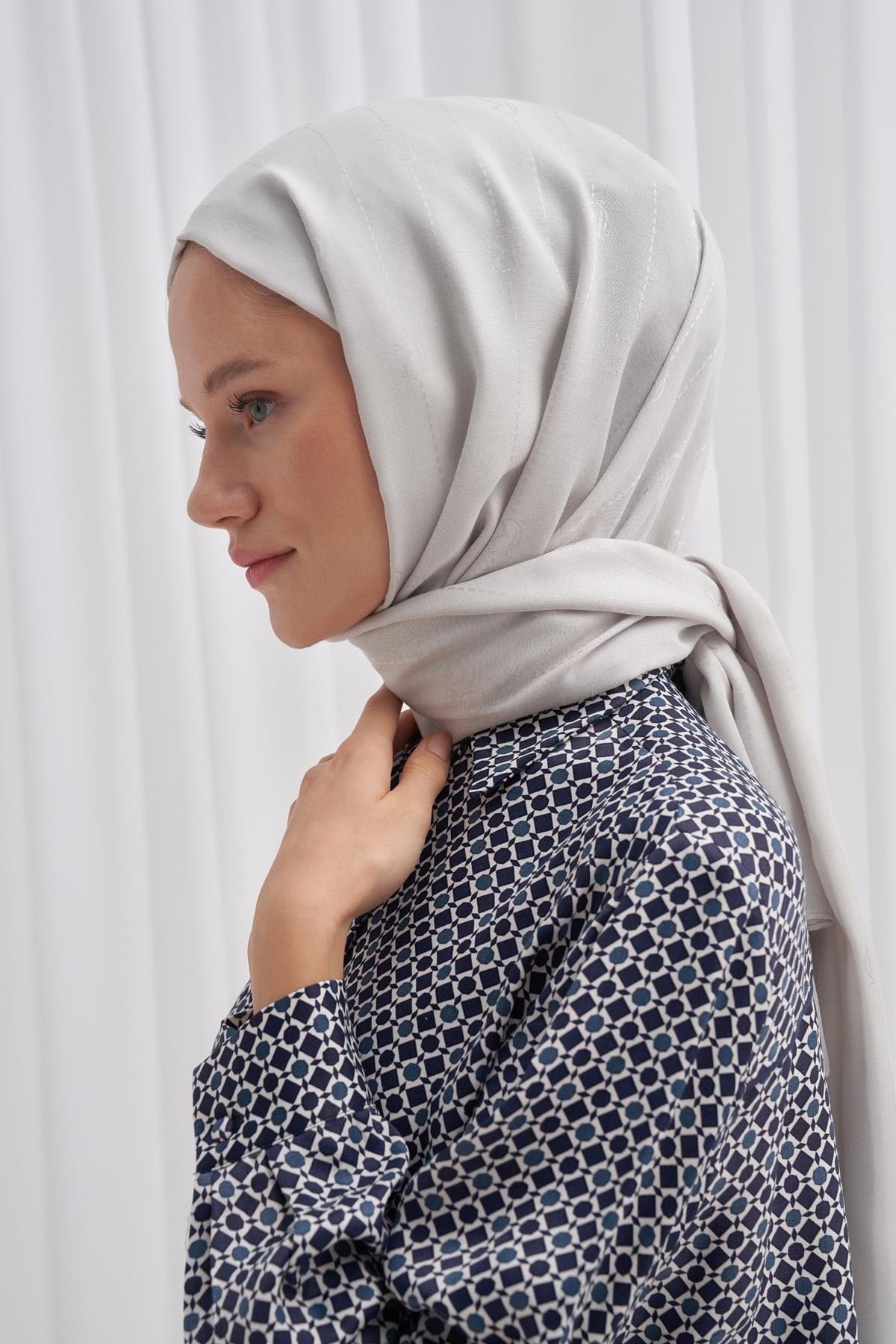 Monogram Jacquard Italian Silk Scarf Silver