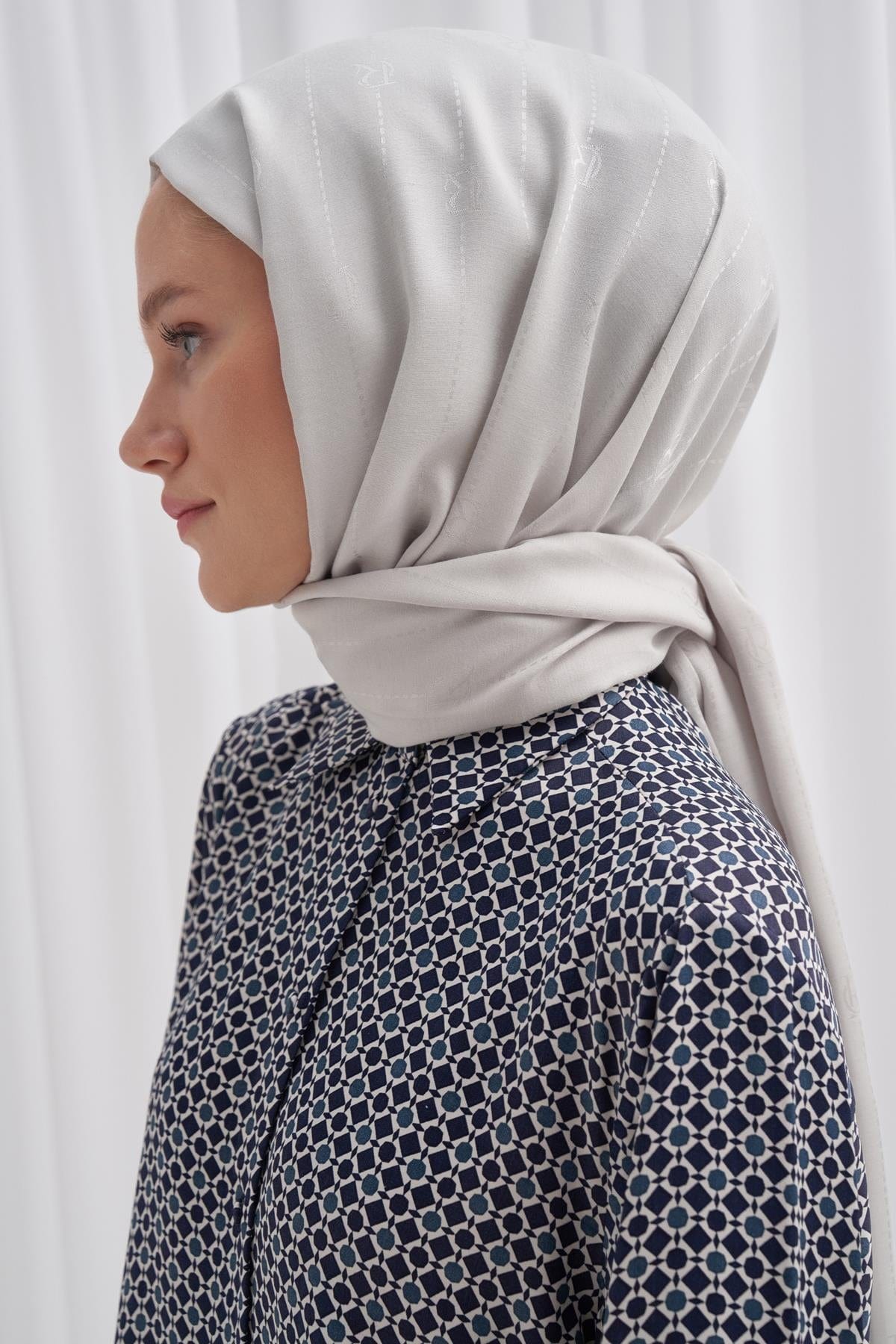Monogram Jacquard Italian Silk Scarf Silver