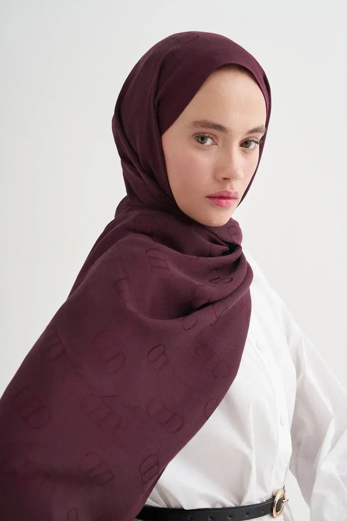 monogram-pattern-liora-cotton-scarf-cherry-burgundy-5102 - Carell Hijab