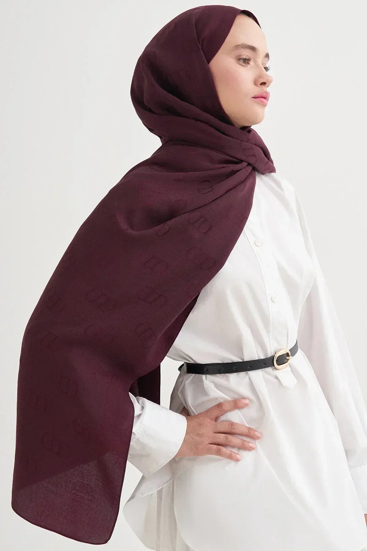 monogram-pattern-liora-cotton-scarf-cherry-burgundy-5103 - Carell Hijab