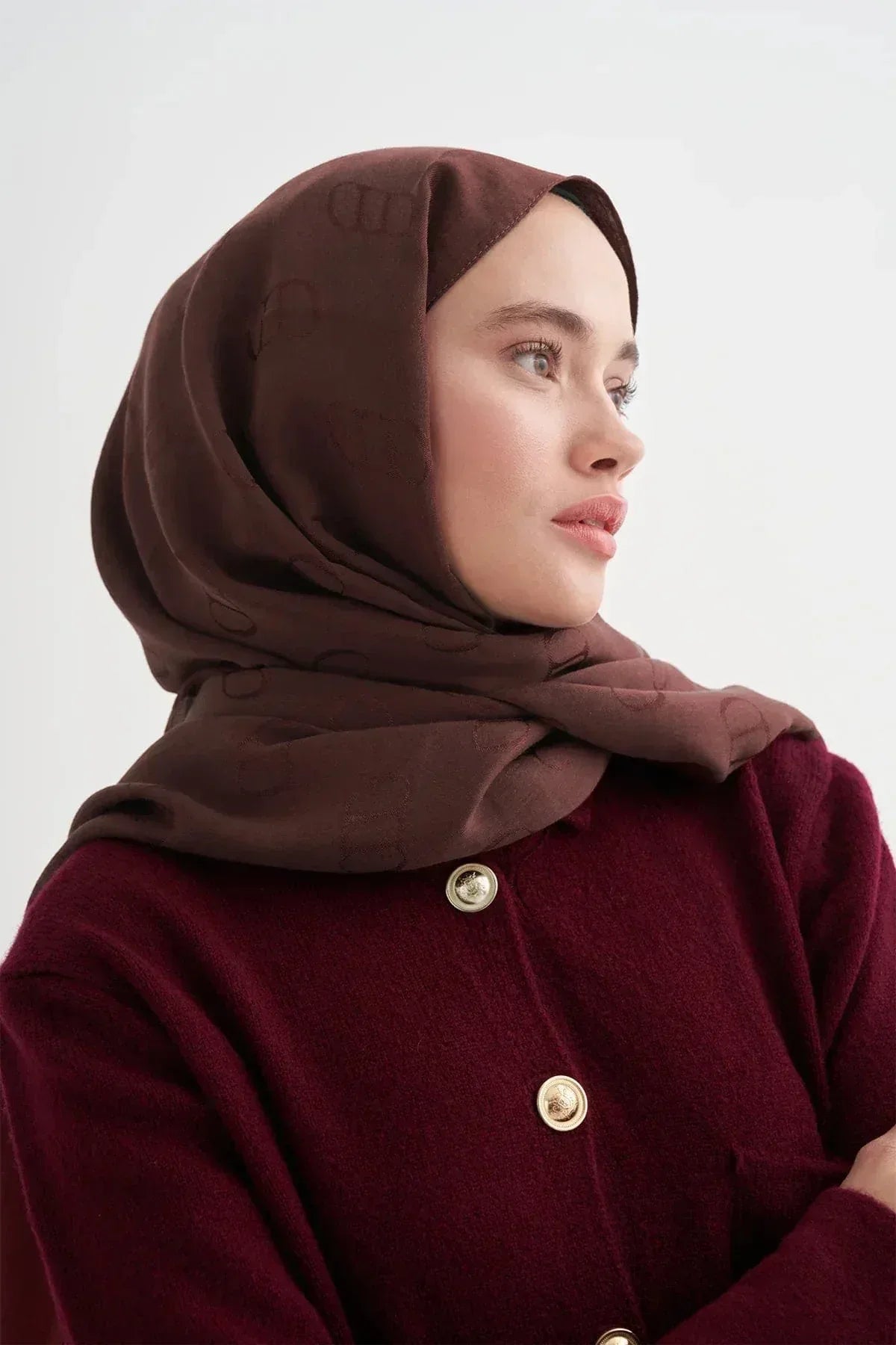 monogram-pattern-liora-cotton-scarf-cinnamon-5204 - Carell Hijab