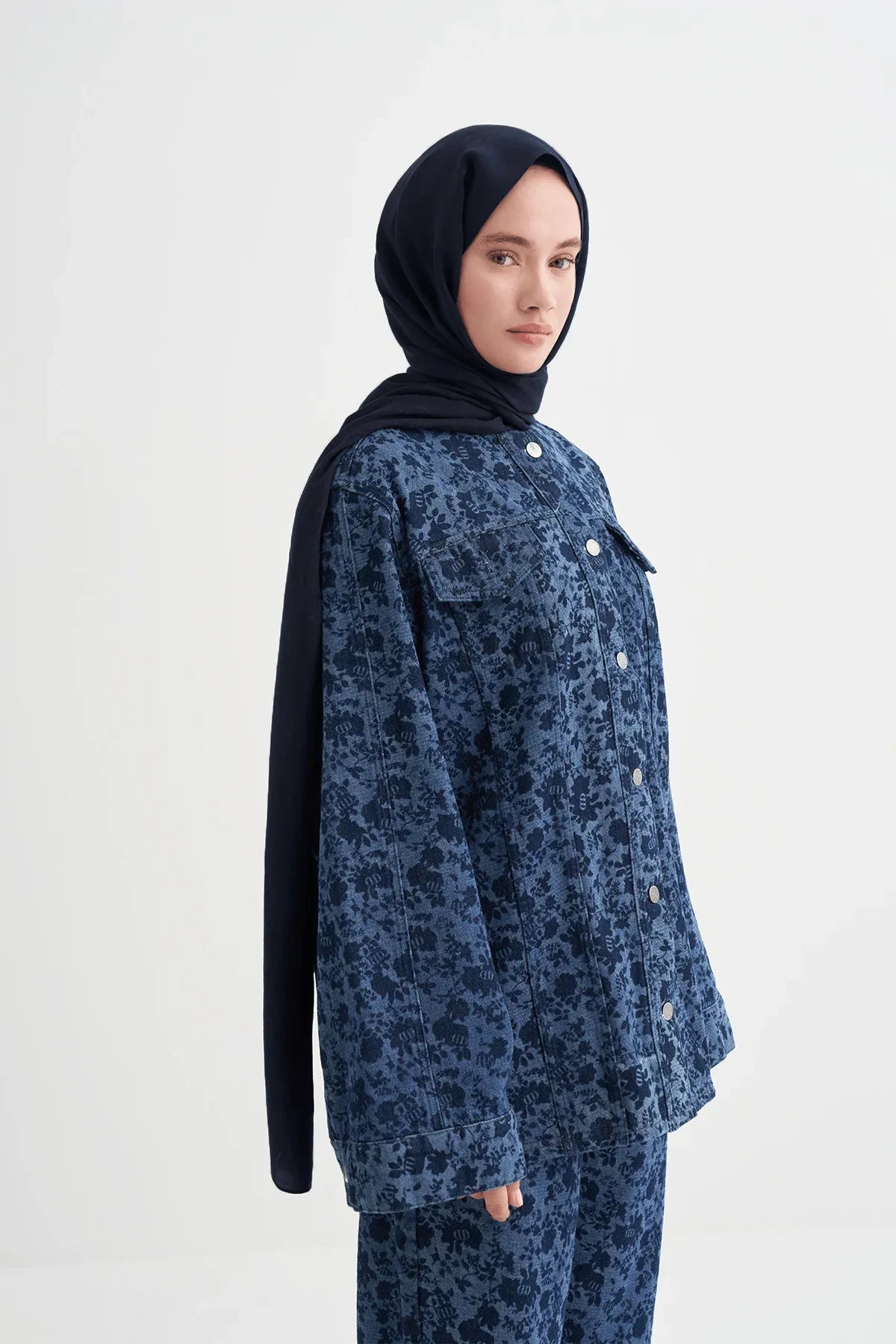 monogram-pattern-liora-cotton-scarf-dark-navy-5498 - Carell Hijab
