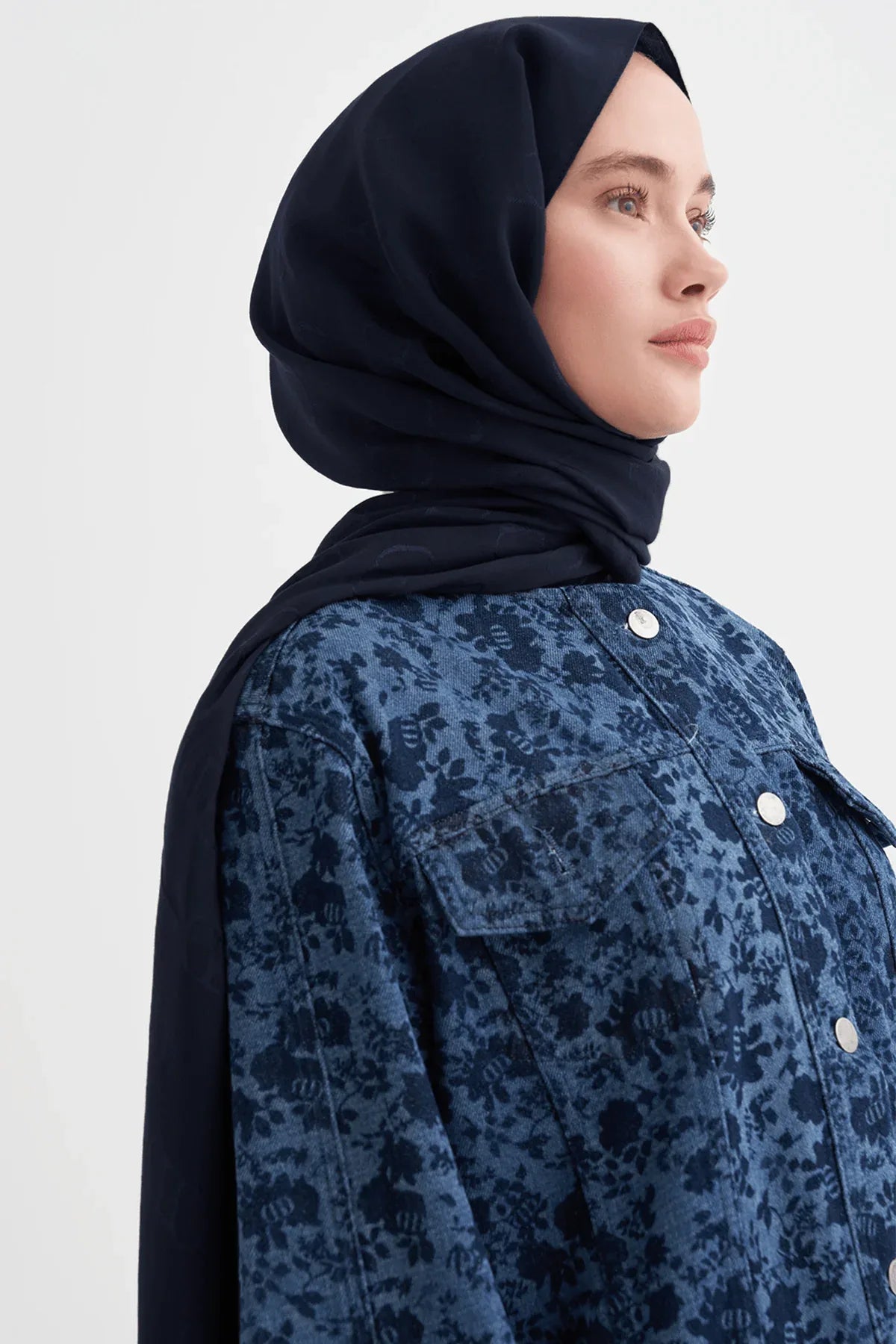 monogram-pattern-liora-cotton-scarf-dark-navy-5499 - Carell Hijab
