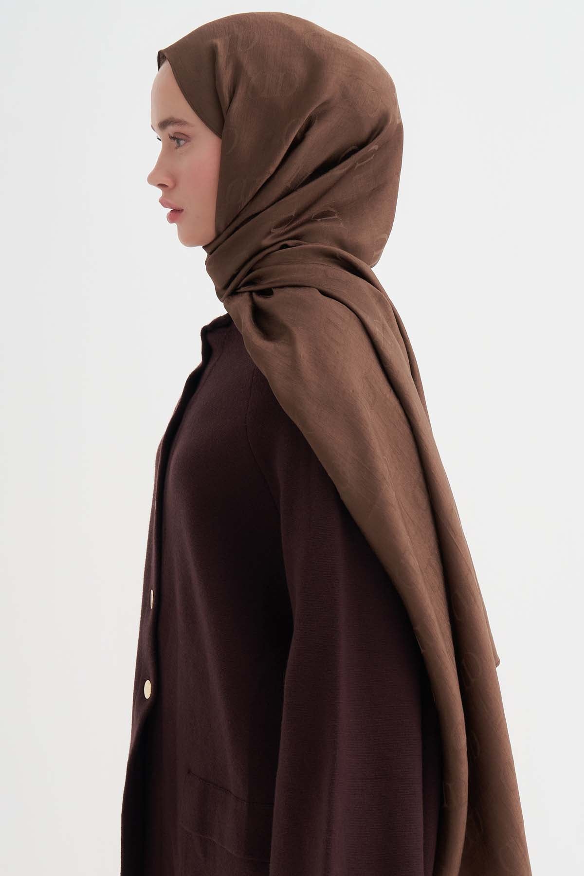 Monogram Pattern Liora Cotton Scarf Milk Coffee