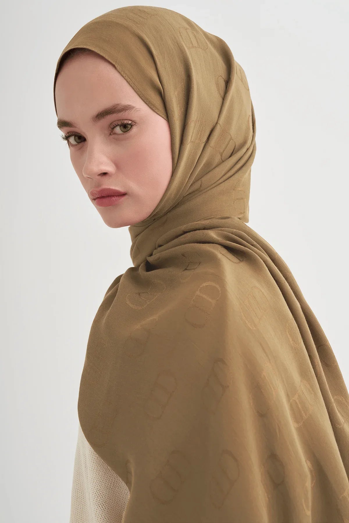 monogram-pattern-liora-cotton-scarf-mustard-5505 - Carell Hijab