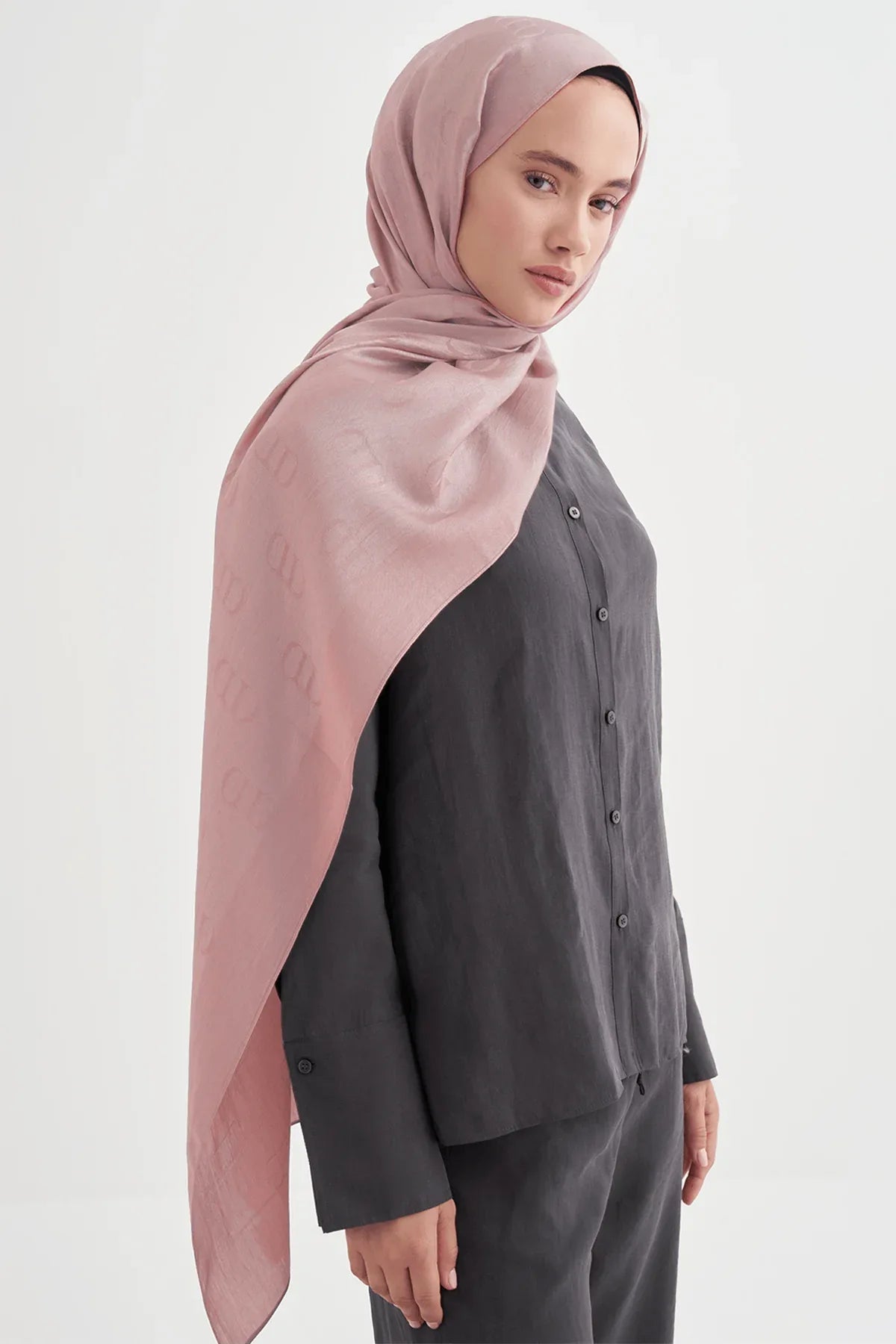 monogram-pattern-liora-cotton-scarf-pink-5502 - Carell Hijab