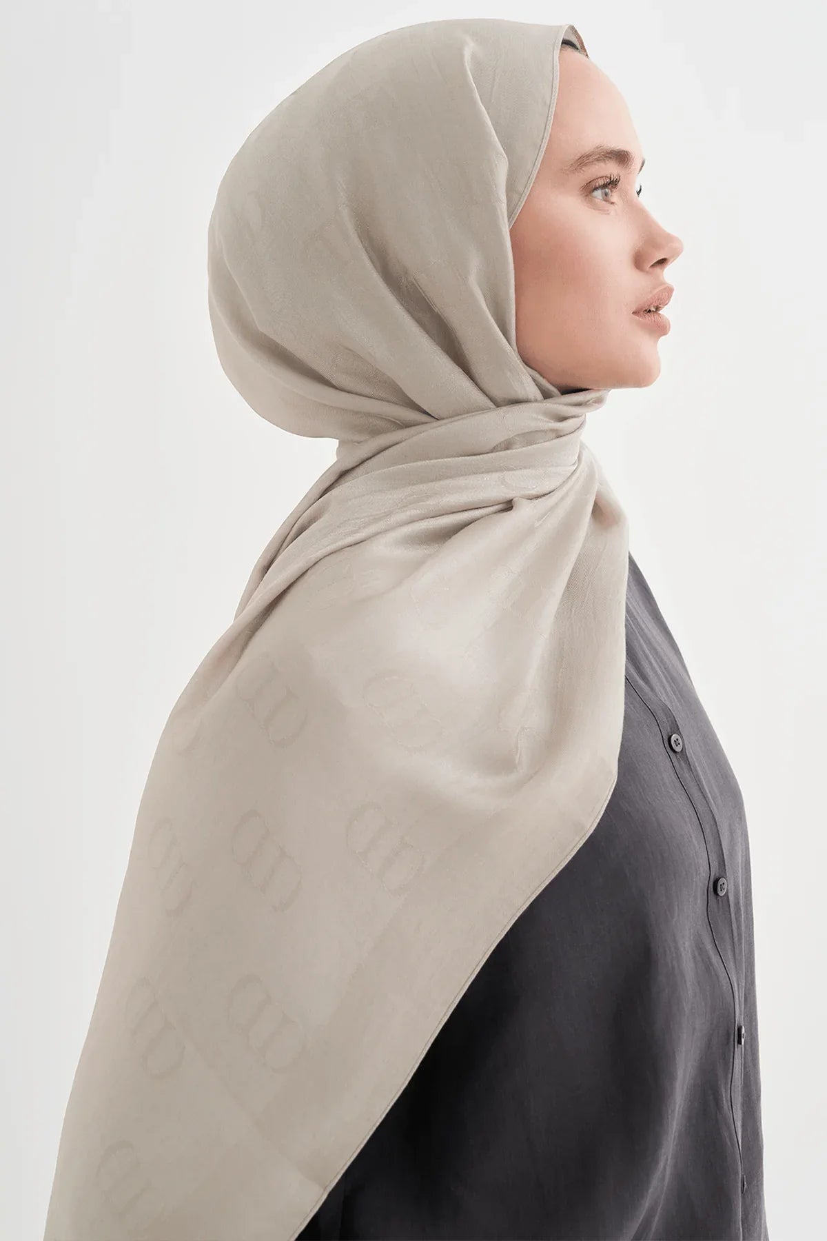 monogram-pattern-liora-cotton-scarf-silver-5507 - Carell Hijab