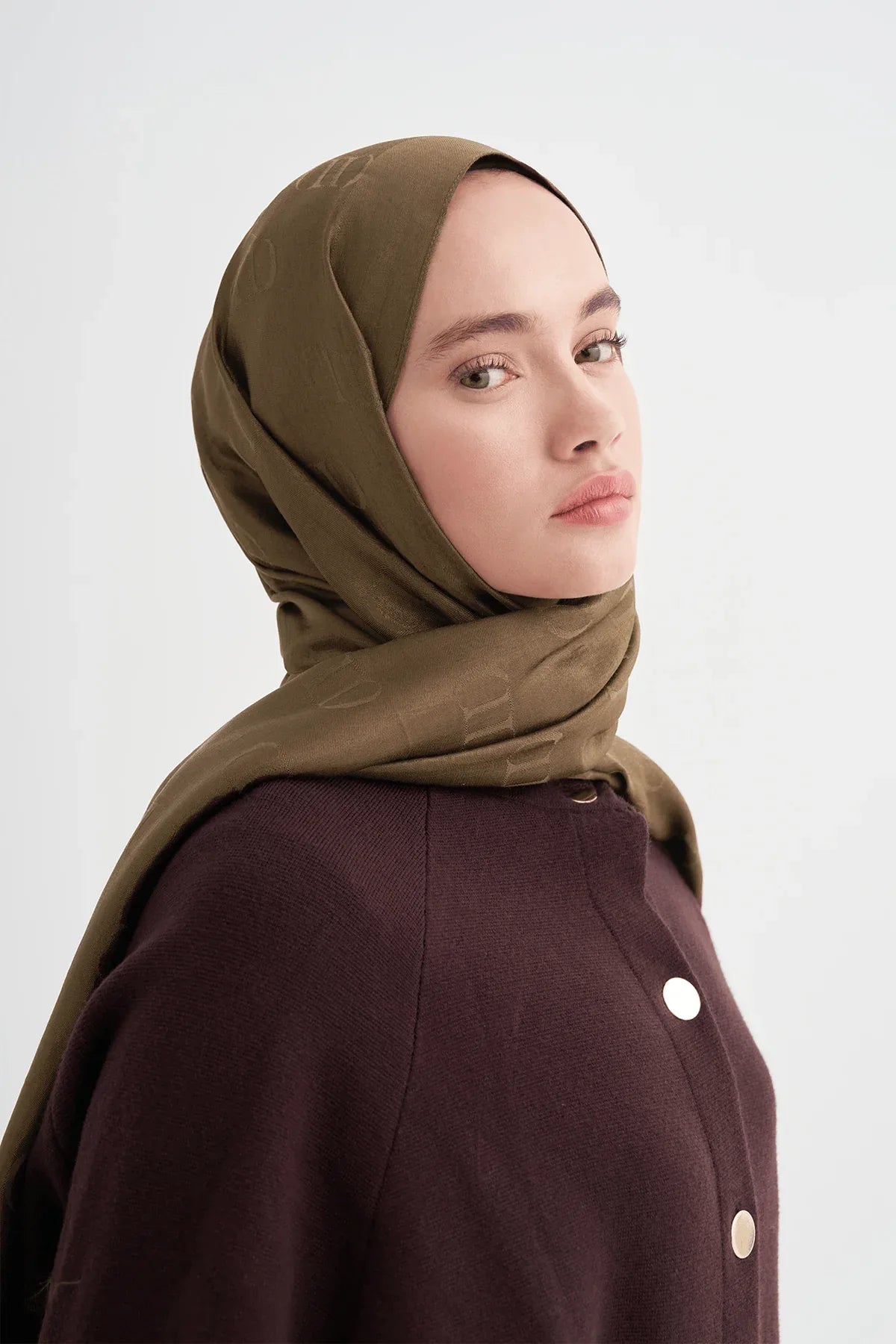 monogram-pattern-liora-cotton-scarf-walnut-5495 - Carell Hijab