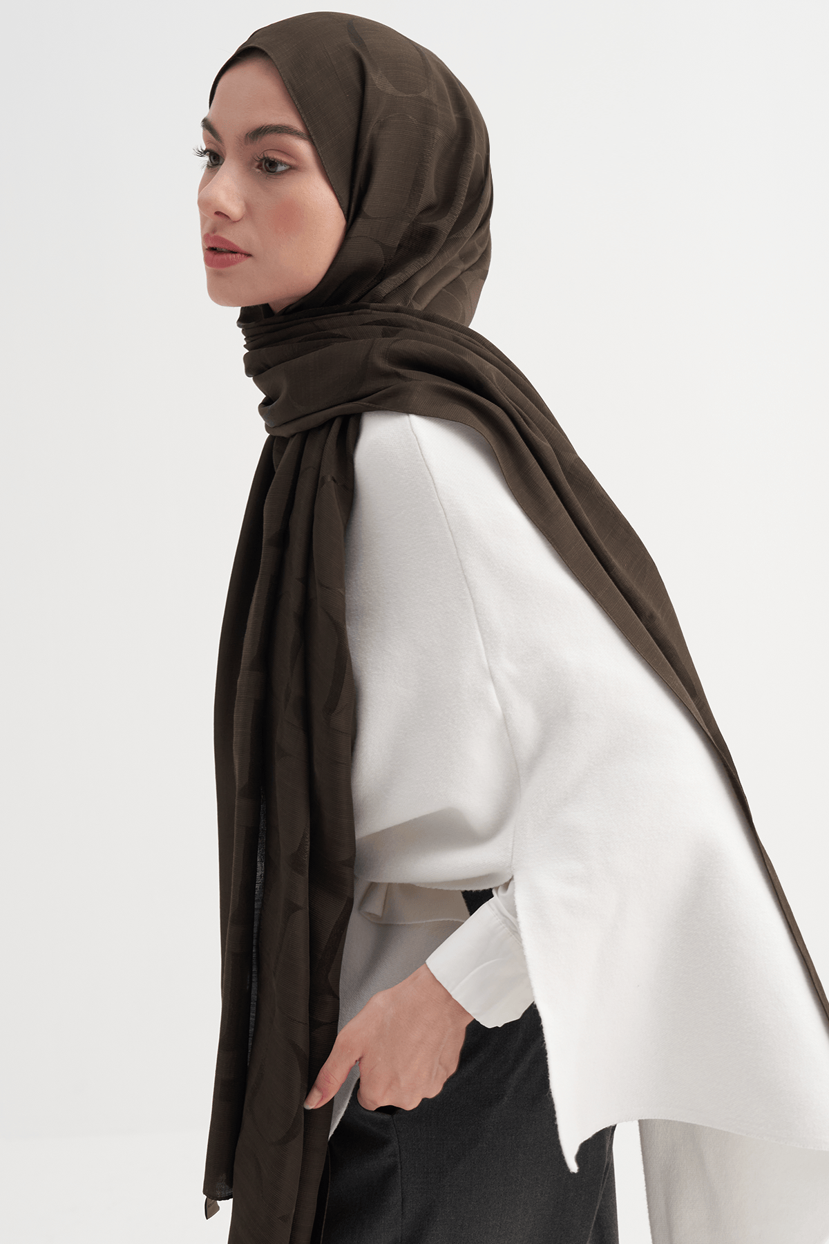 Monogram Pattern Rina Viscose Scarf Army Green