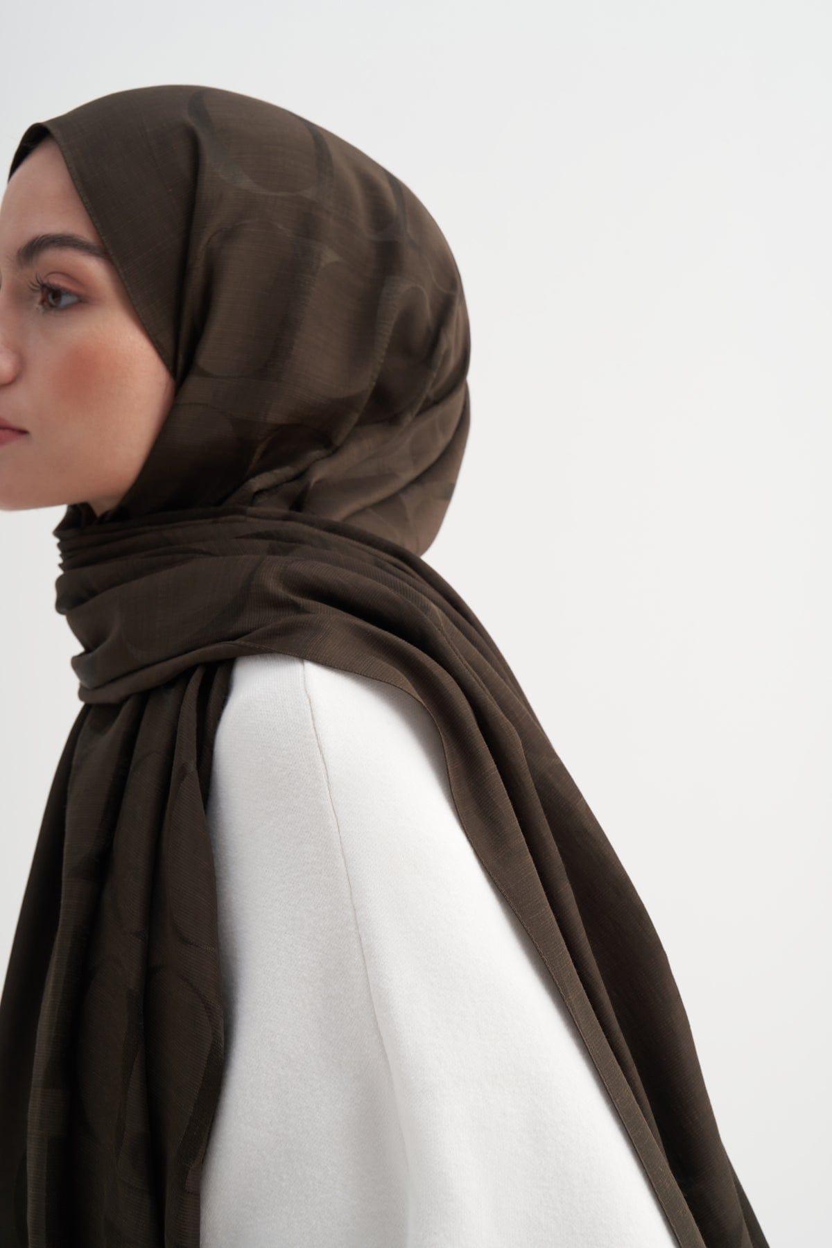 Monogram Pattern Rina Viscose Scarf Army Green