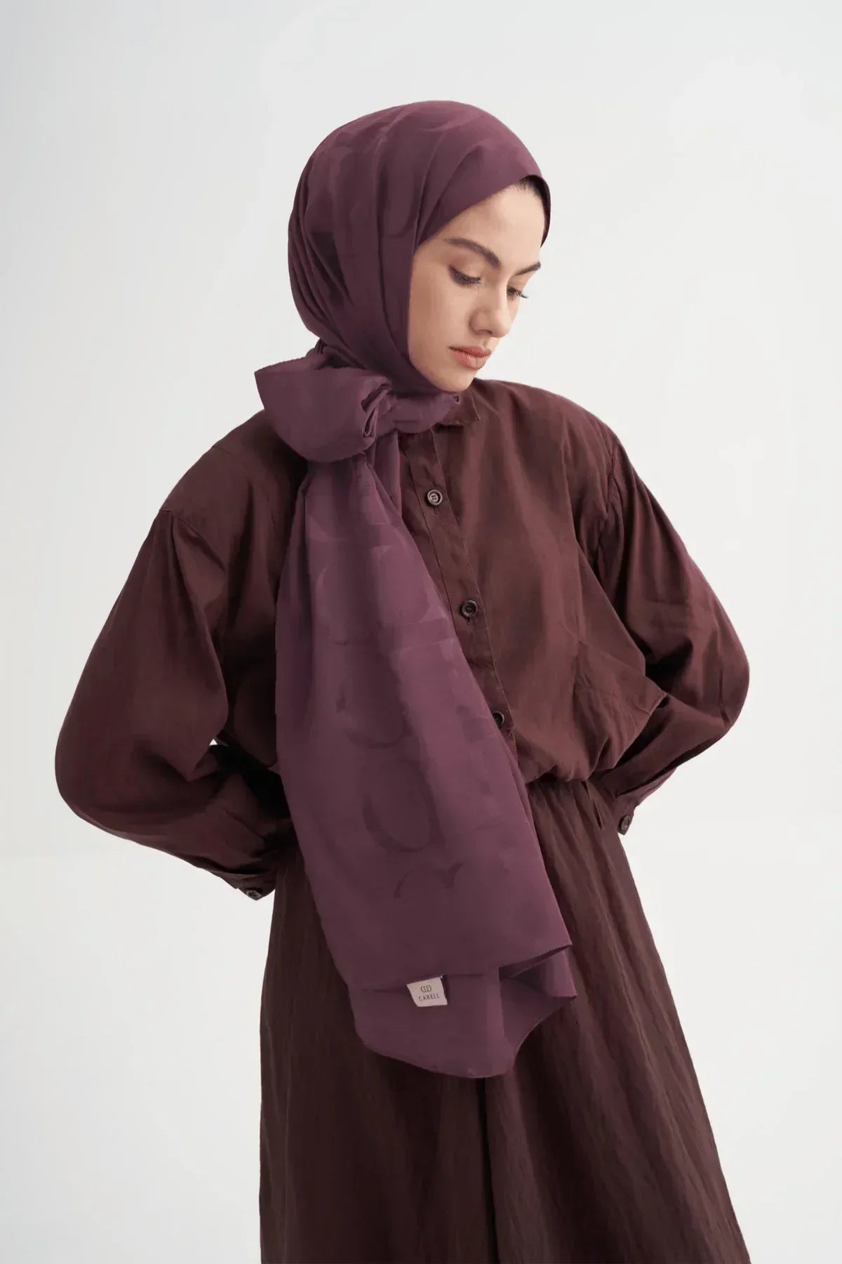 monogram-pattern-rina-viscose-scarf-eggplant-purple-5126 - Carell Hijab