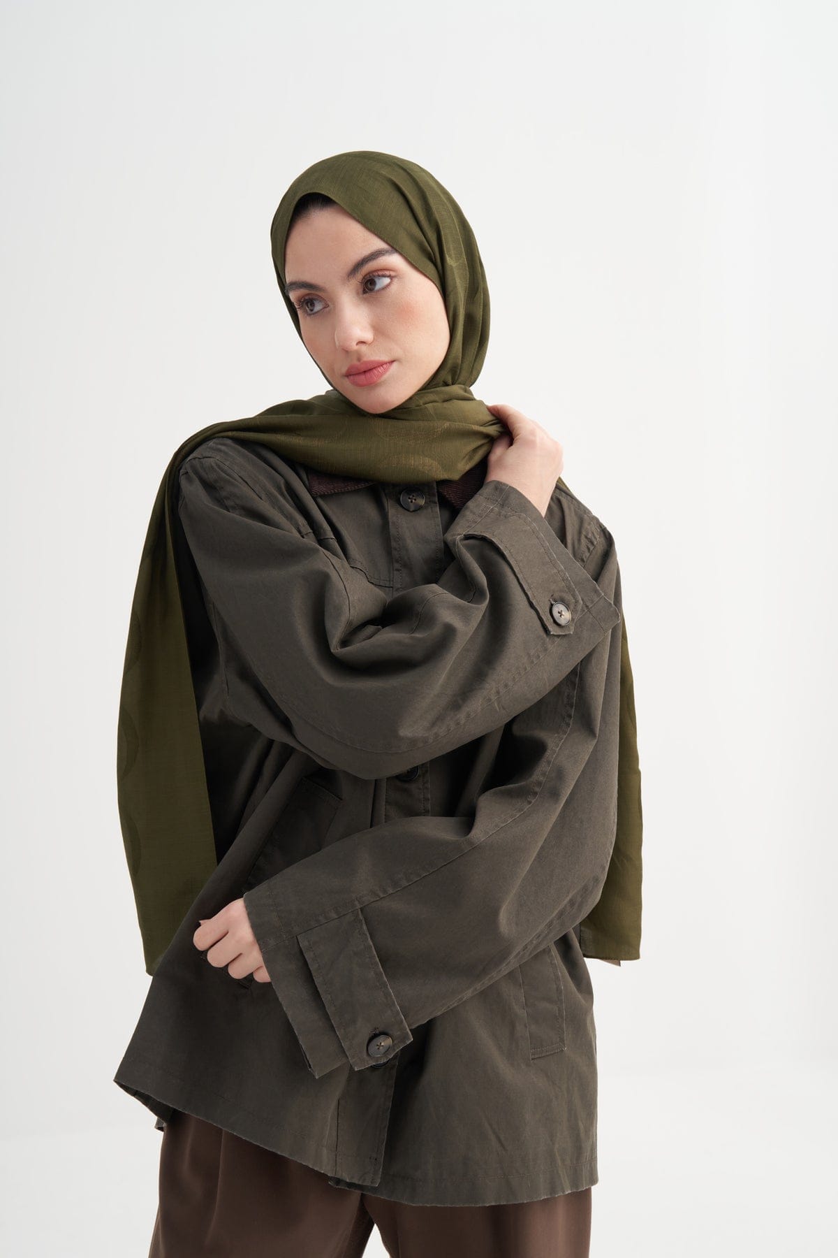 Monogram Pattern Rina Viscose Scarf Evergreen