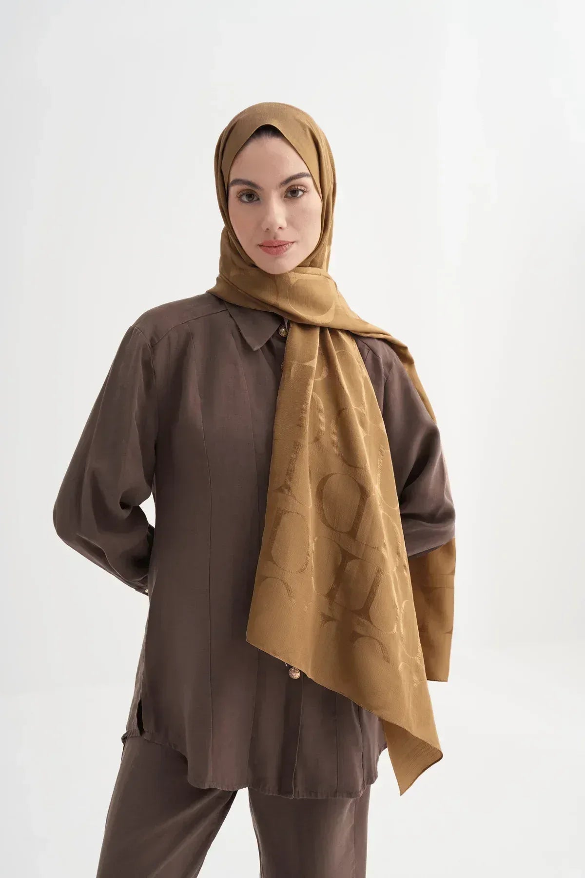 monogram-pattern-rina-viscose-scarf-red-brown-5113 - Carell Hijab