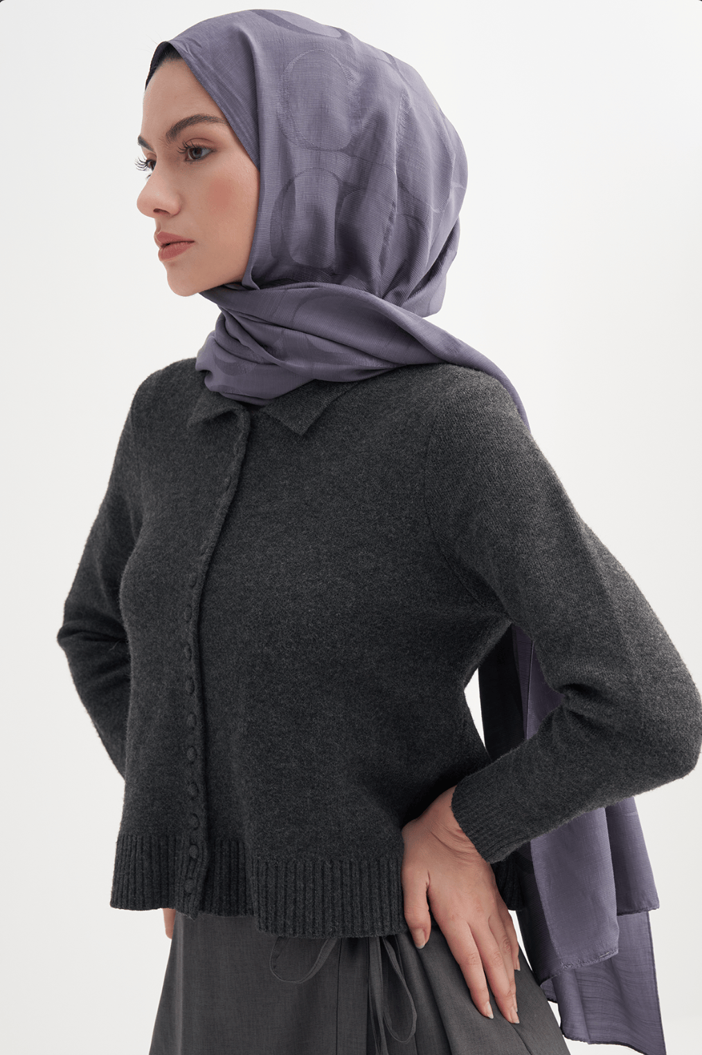 Monogram Pattern Rina Viscose Scarf Smoky