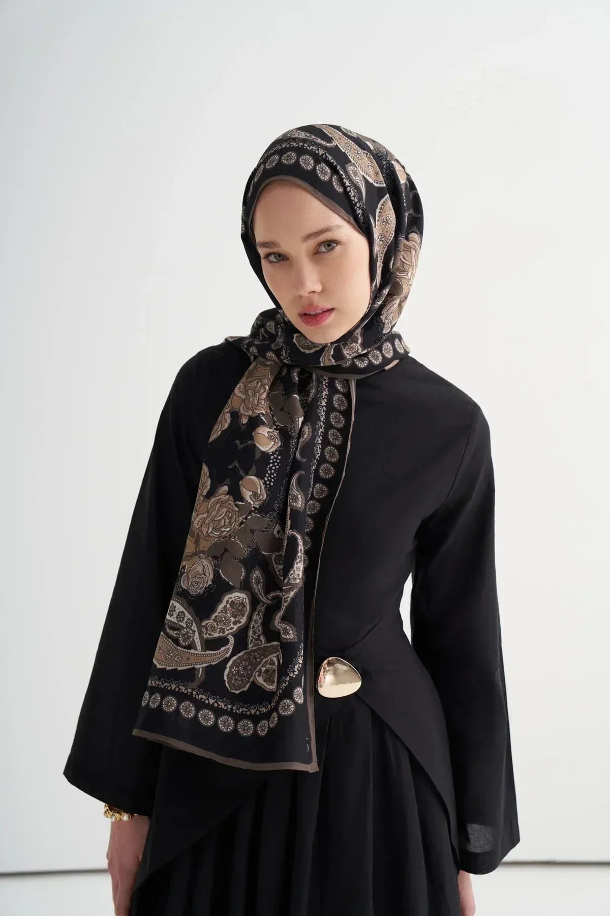 moon-monogram-viscose-scarf-beige-5362 - Carell Hijab