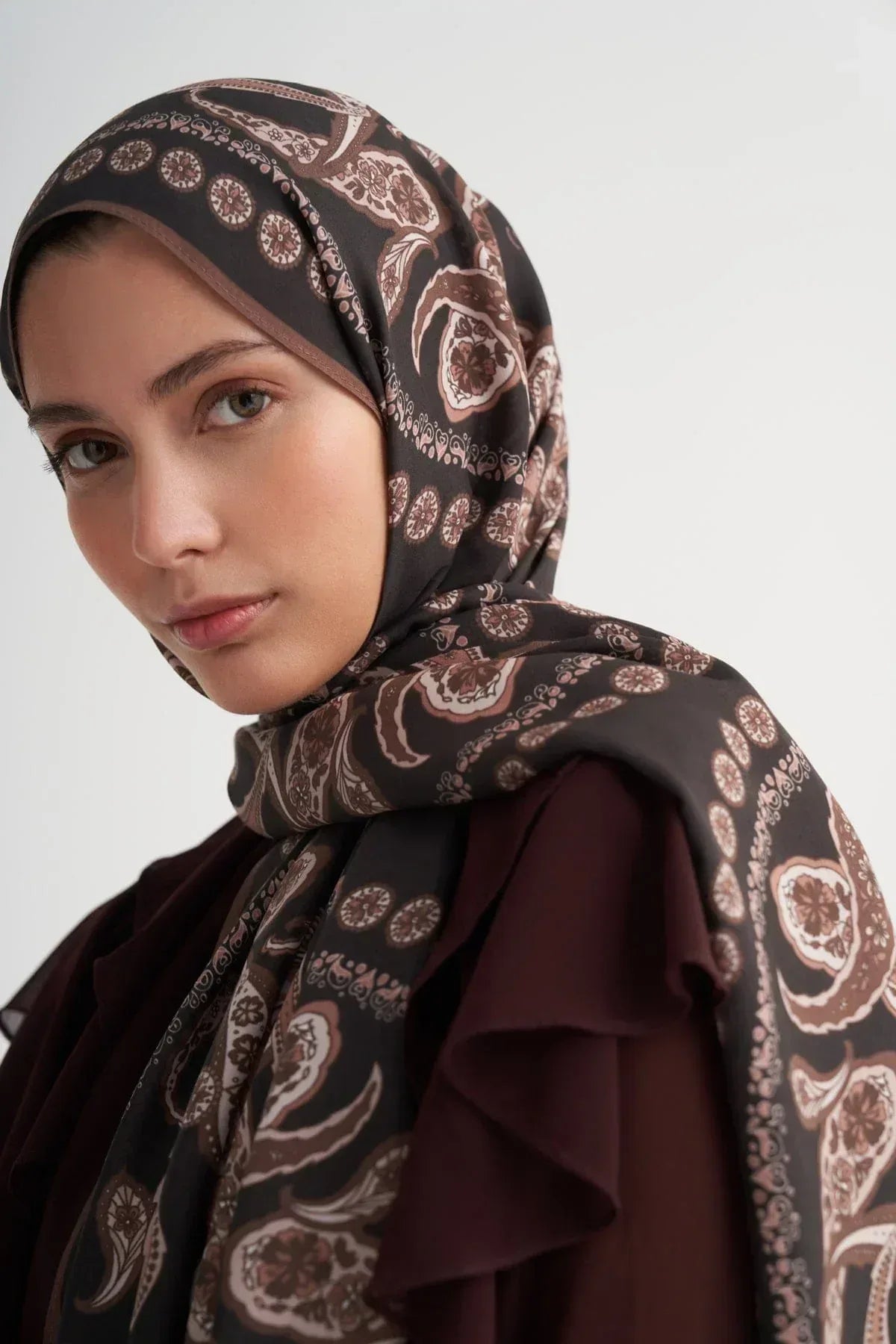 moon-monogram-viscose-scarf-brown-5210 - Carell Hijab