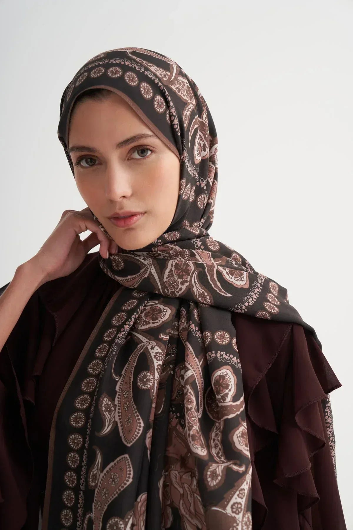 moon-monogram-viscose-scarf-brown-5212 - Carell Hijab
