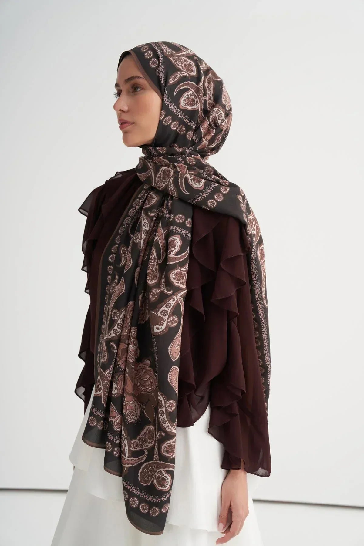 moon-monogram-viscose-scarf-brown-5213 - Carell Hijab